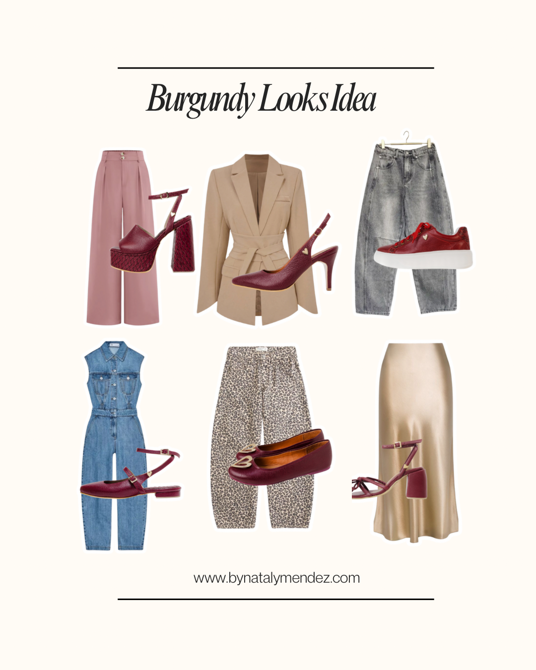 6 ideas de outfits con zapatos color burgundy que amarás