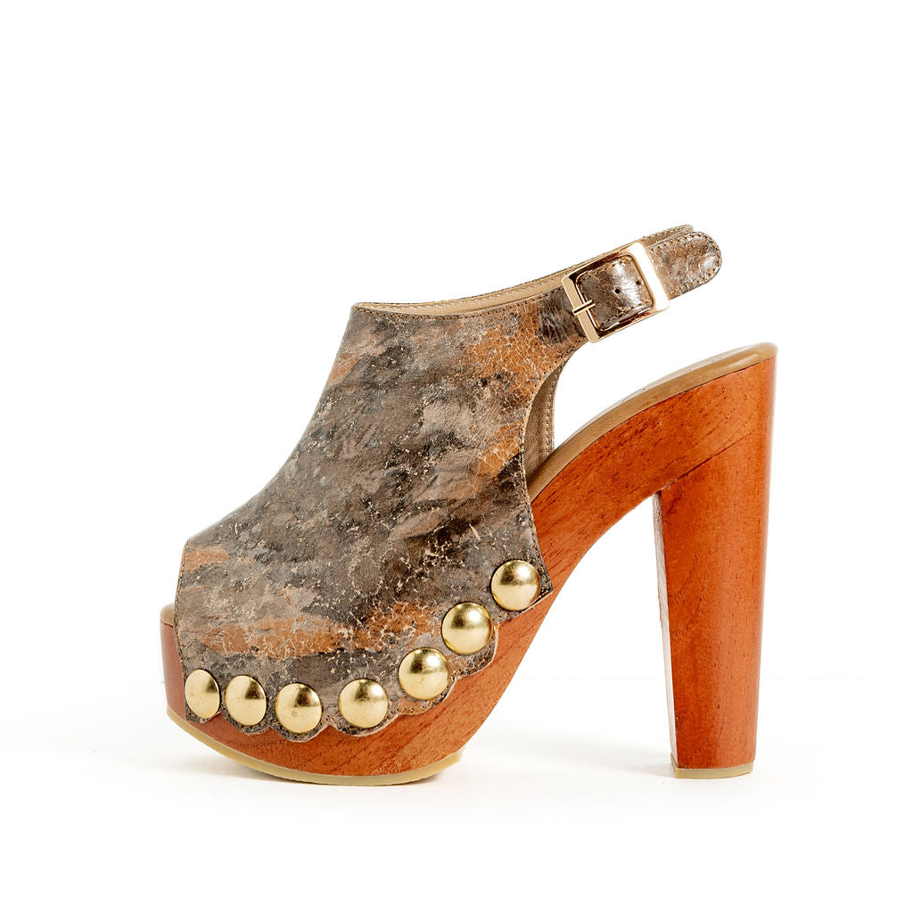 Tan hot sale wooden heels