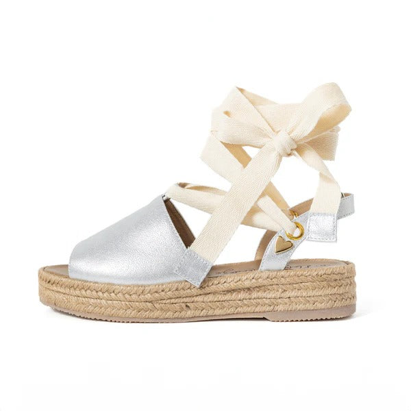 Silver platform fashion espadrilles