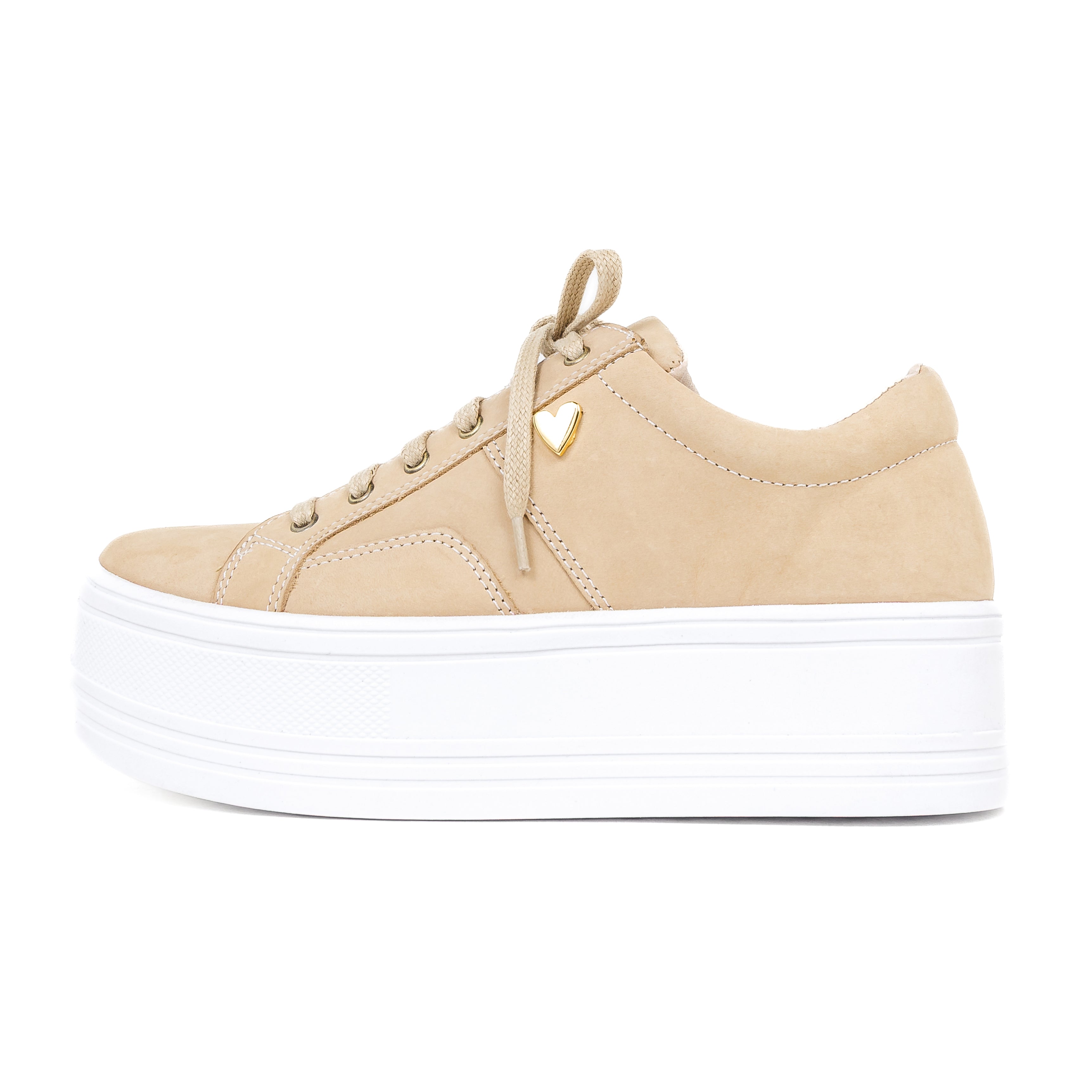Hannan Sneakers - Beige Espuma by Nataly Mendez, Genuine leather, upper material, Genuine leather insole lining, Rubber platform lining
Flexible rubber outsole, Handmade, 1.75 inch heel height, 1 inch platform