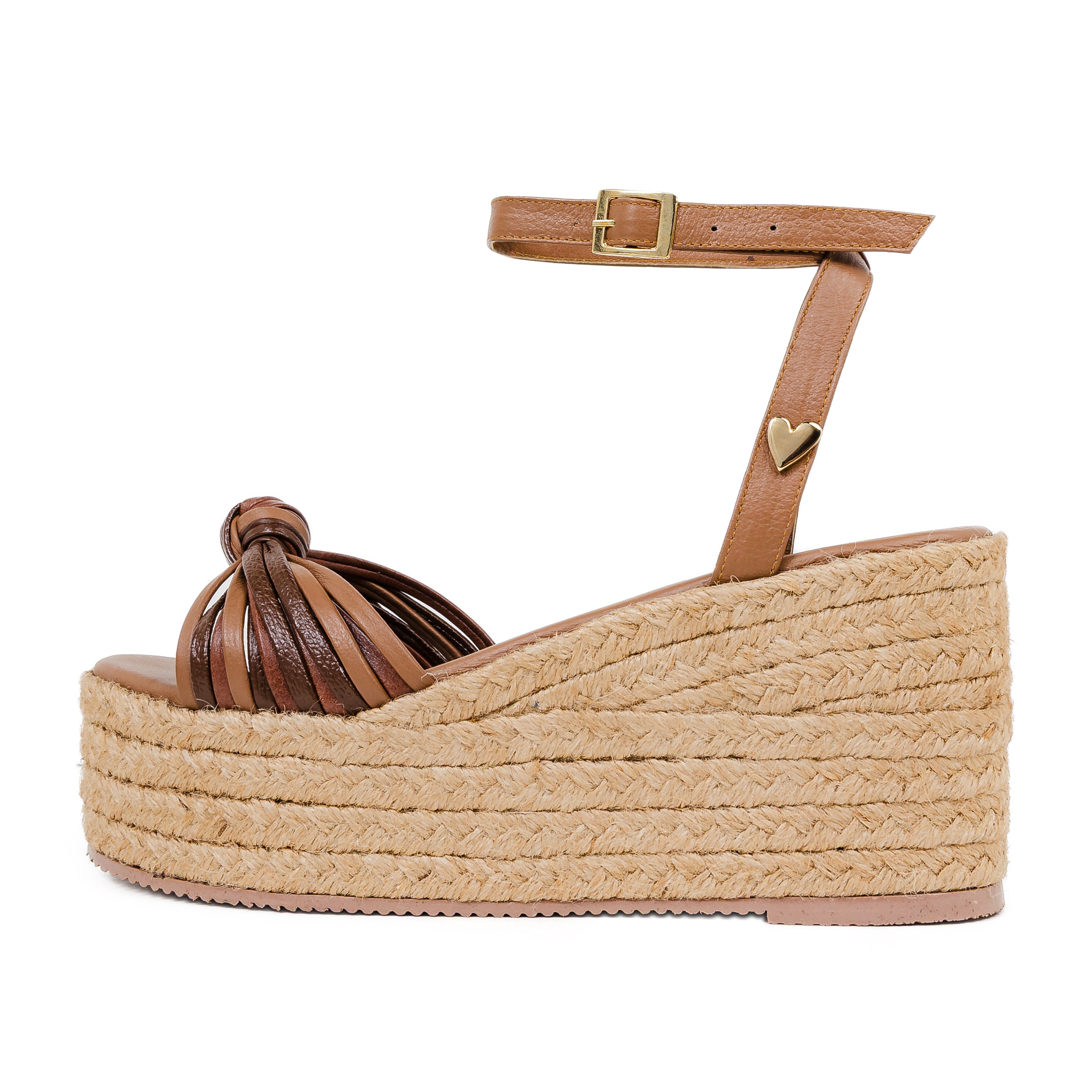 Lolly Espadrilles Sandals - Cocoa Mix - Low High by Nataly Mendez, Genuine leather upper material, Genuine leather insole lining, Flexible rubber sole, Handmade, 3.75 inch high heel, 2 inch platform