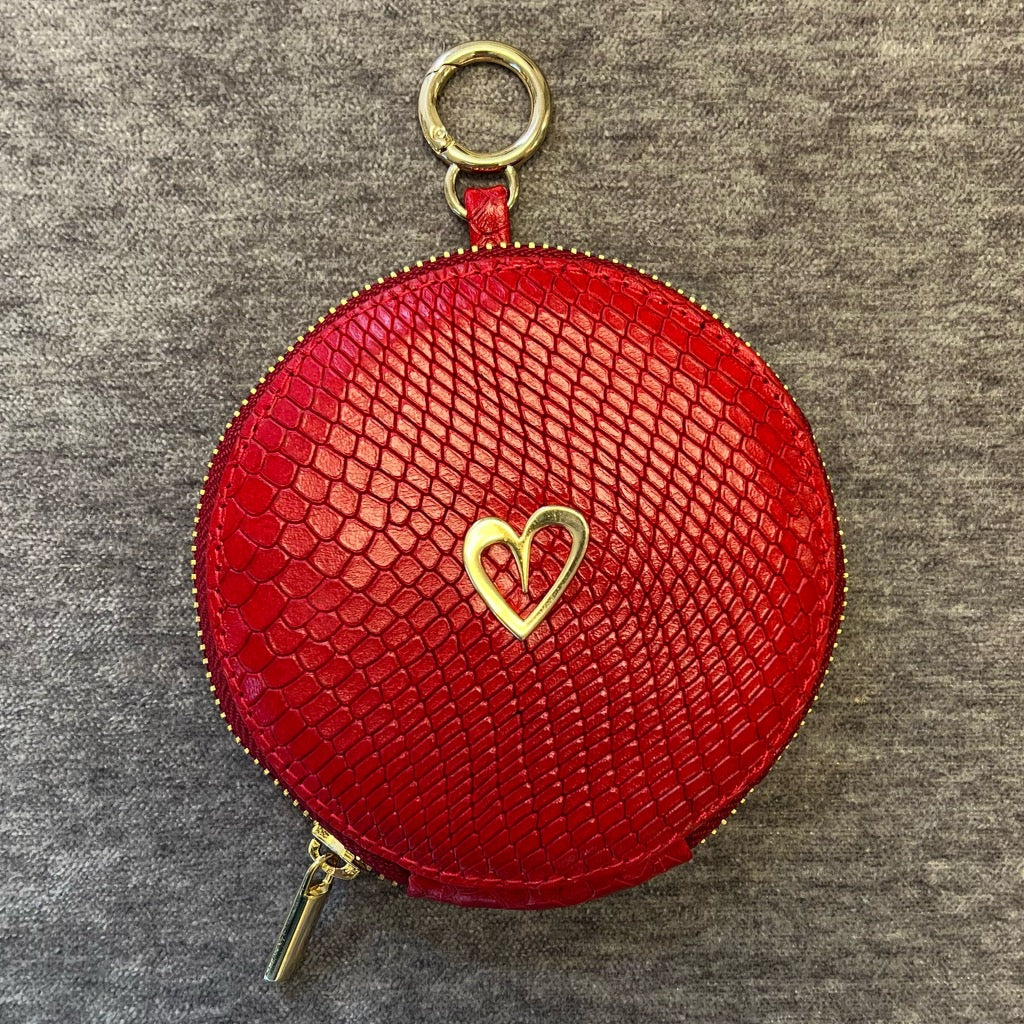 Zippy Coin by Nataly Mendez Genuine Leather 11 CM diametro Gold Heart Red
