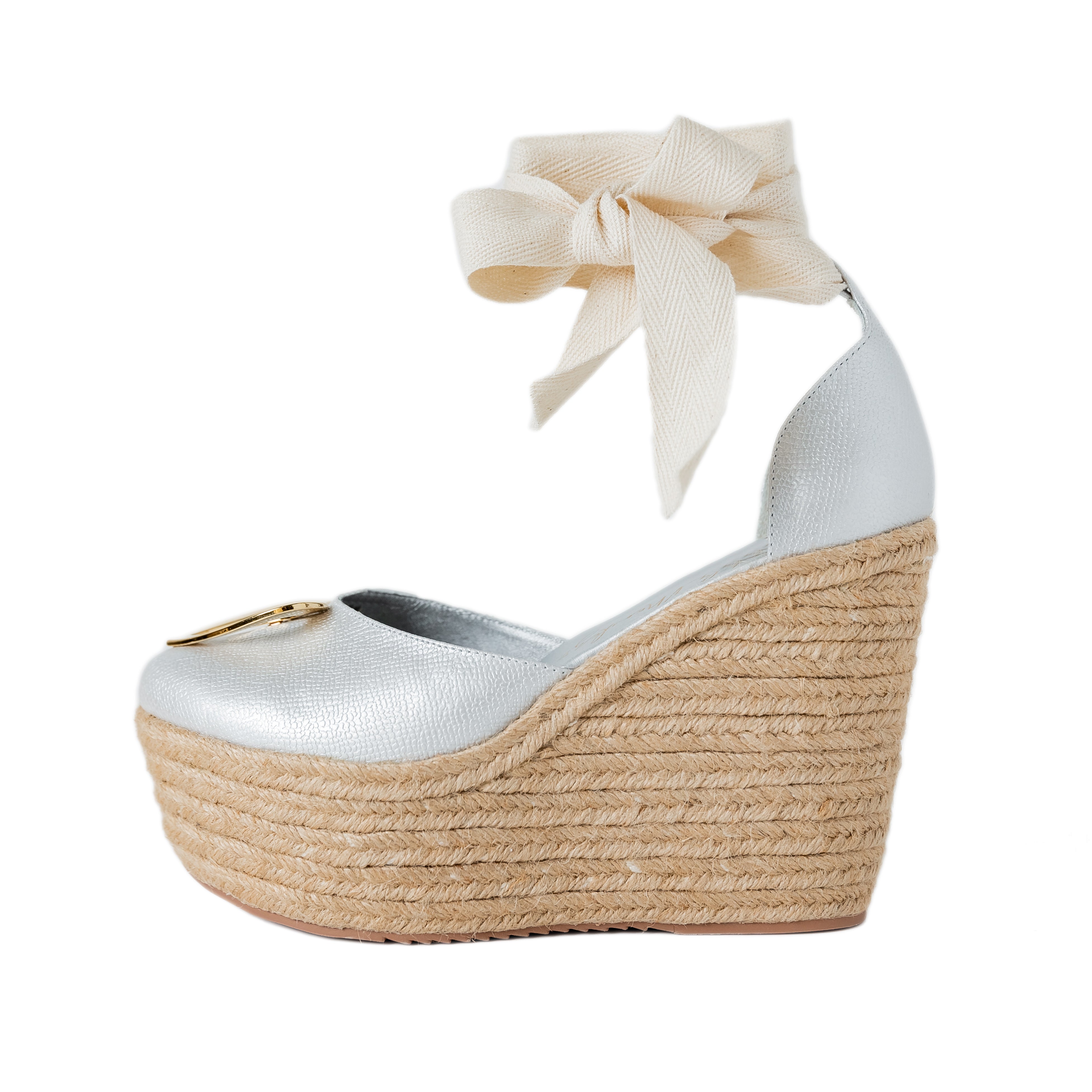 NALHO, Silver Women's Espadrilles