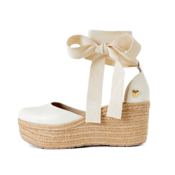 White Leather Espadrilles - Low High