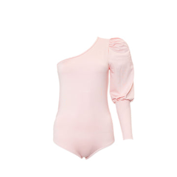 Danielle One Shoulder Long Sleeve Bodysuit - Soft Pink