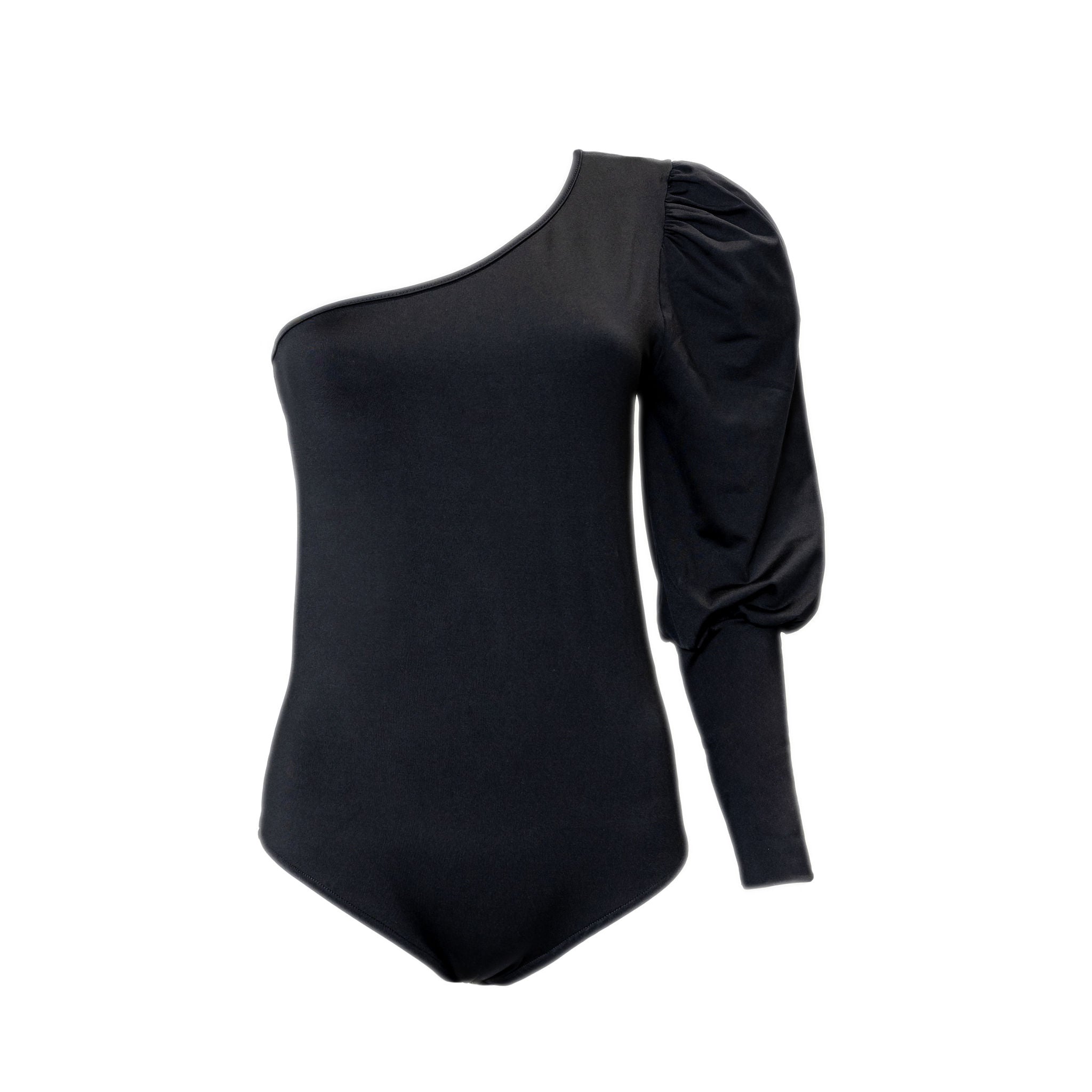 Danielle One Shoulder Long Sleeve Bodysuit - Black