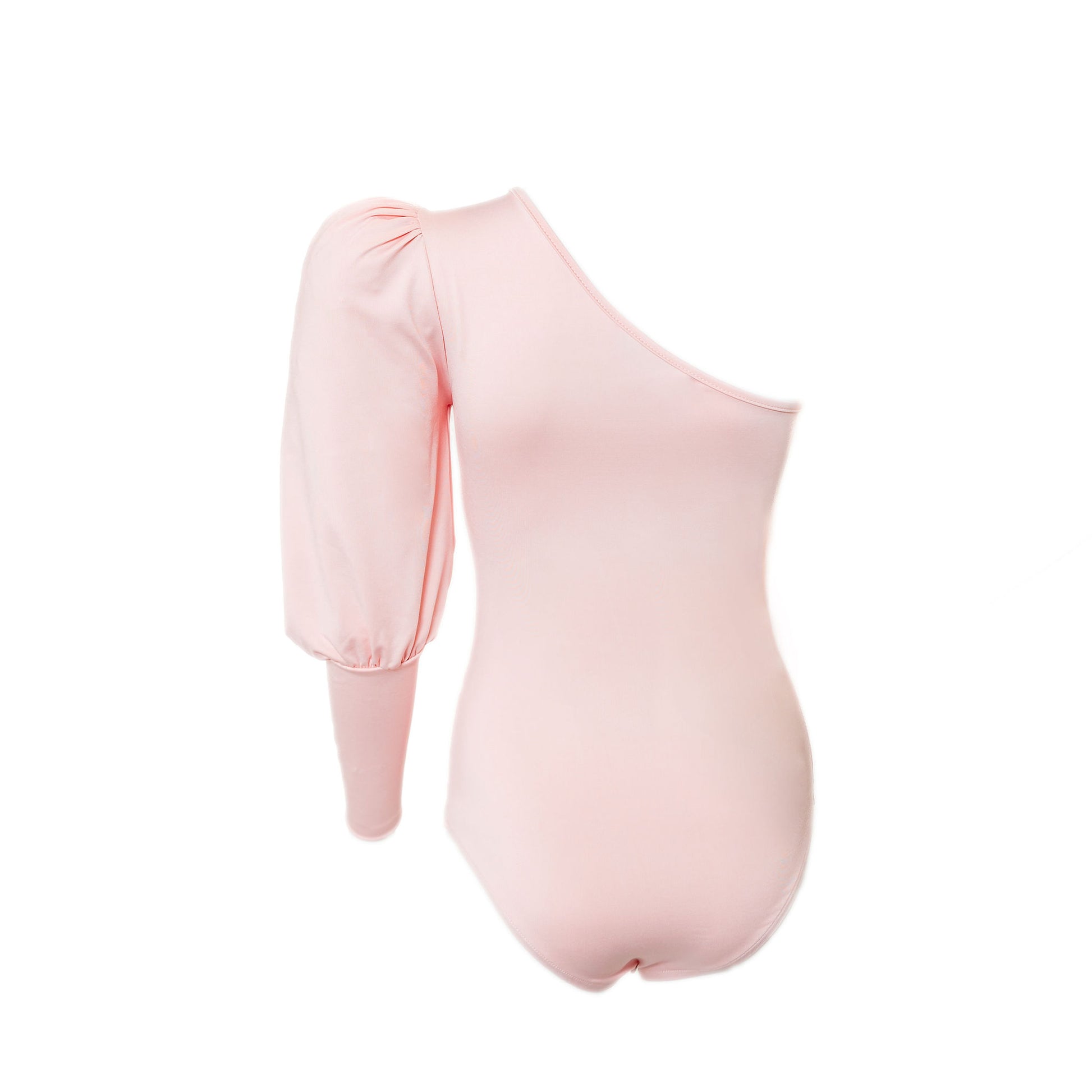  Danielle One Shoulder Long Sleeve Bodysuit - Soft Pink