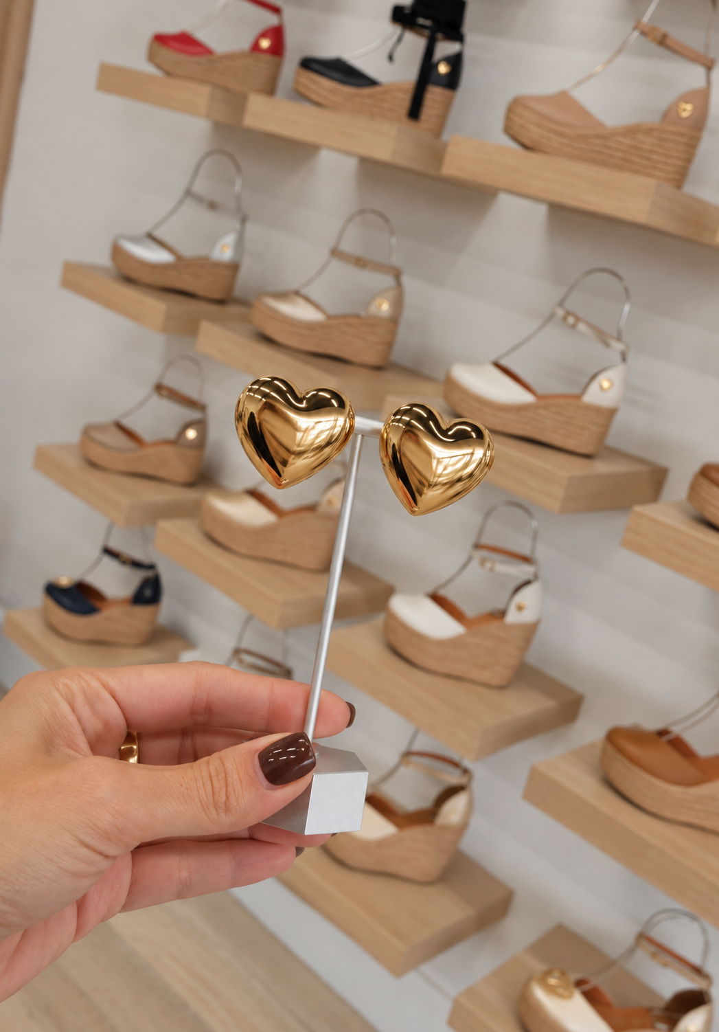 Puffy Heart Stud Earrings