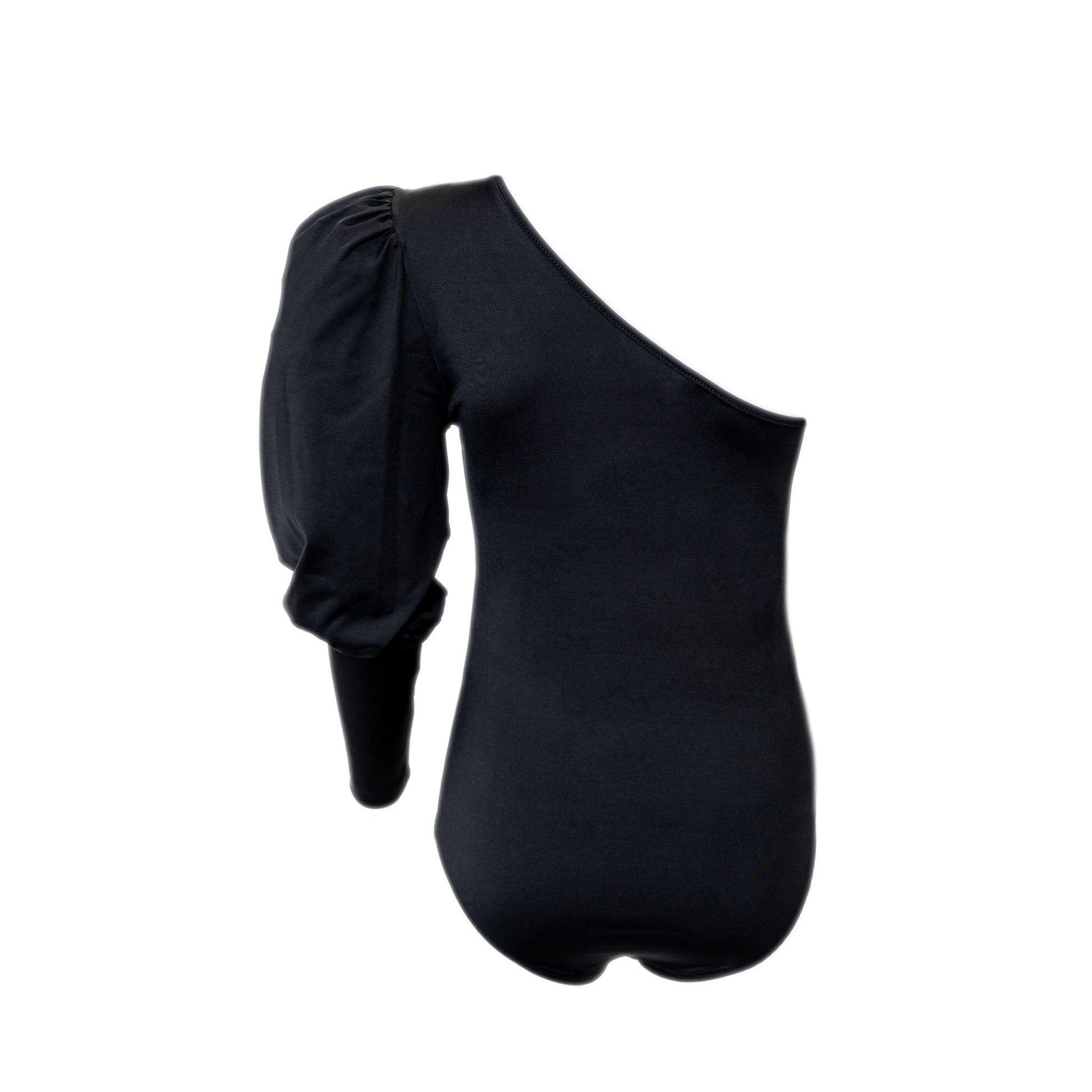 Danielle One Shoulder Long Sleeve Bodysuit - Black