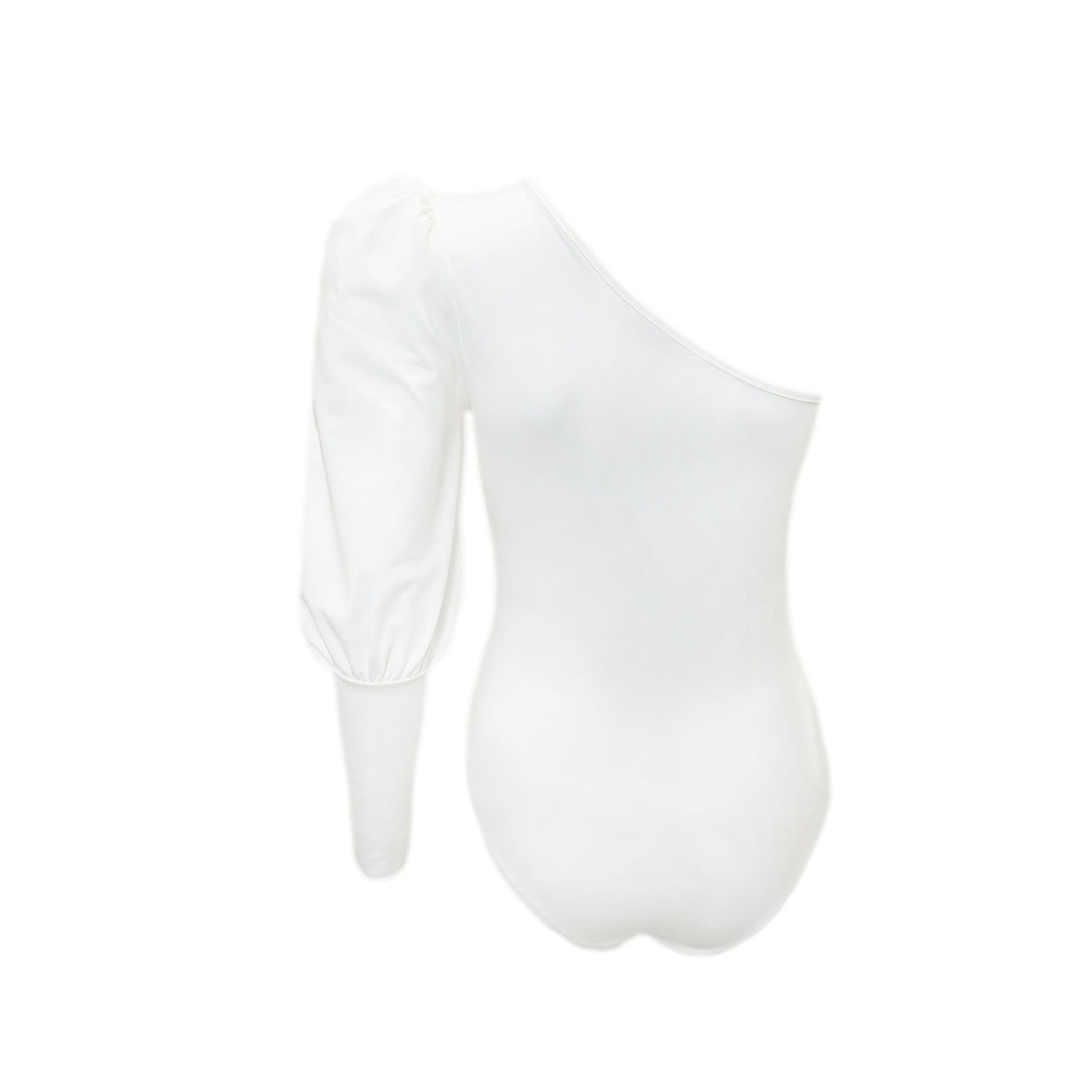 Danielle One Shoulder Long Sleeve Bodysuit - White