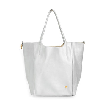 Parker Tote Leather Bag - Silver