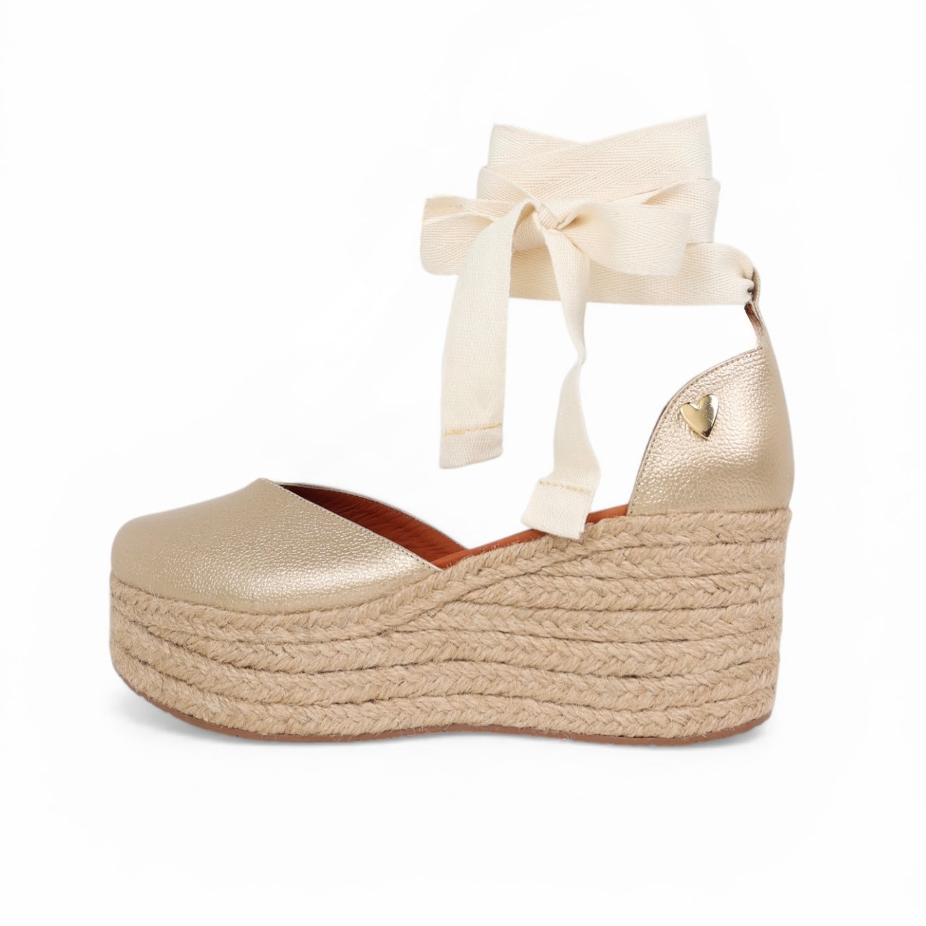 Gold Leather Espadrilles  - Low High