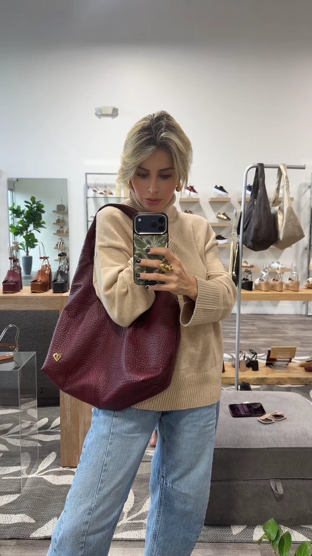Georgina Shoulder Bag - Burgundy [ Genuine Leather ] - PRE ORDER