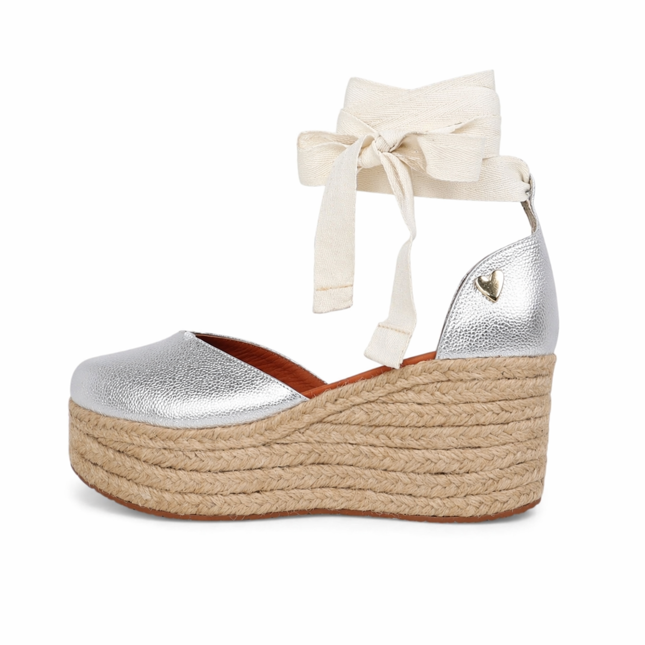 Silver Leather Espadrilles - Low High