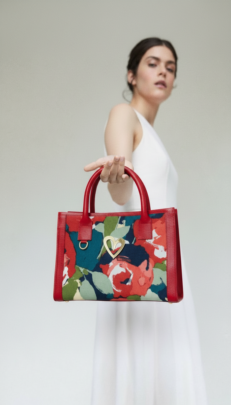 Bolso tote Sienna - Flores Rojas [ Pequeña ] -  [ PRE ORDEN ]