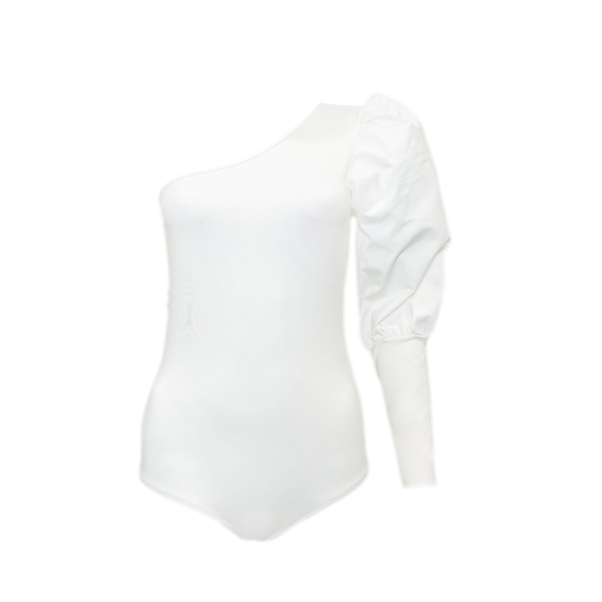 Danielle One Shoulder Long Sleeve Bodysuit - White