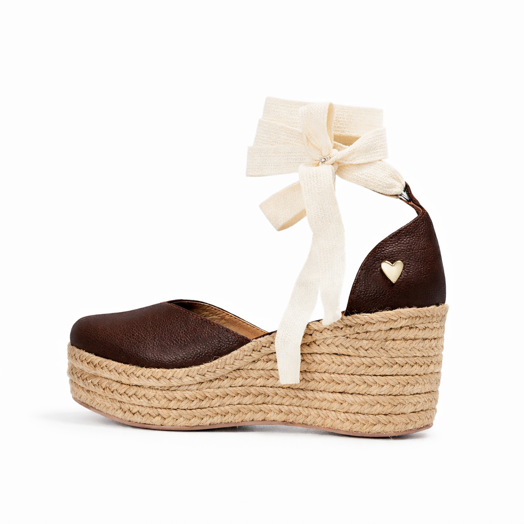 Brown Leather Espadrilles  - Low High