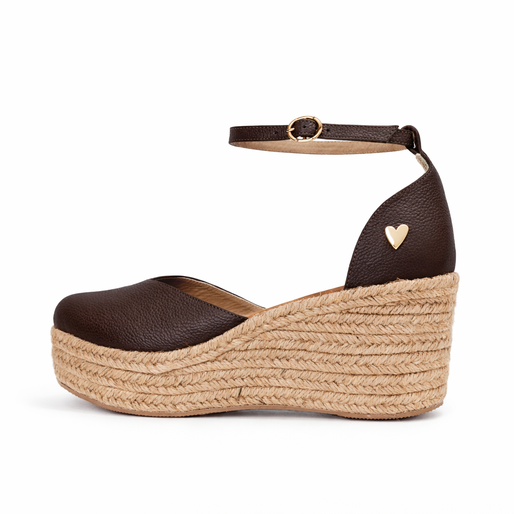 Brown Leather Espadrilles  - Low High