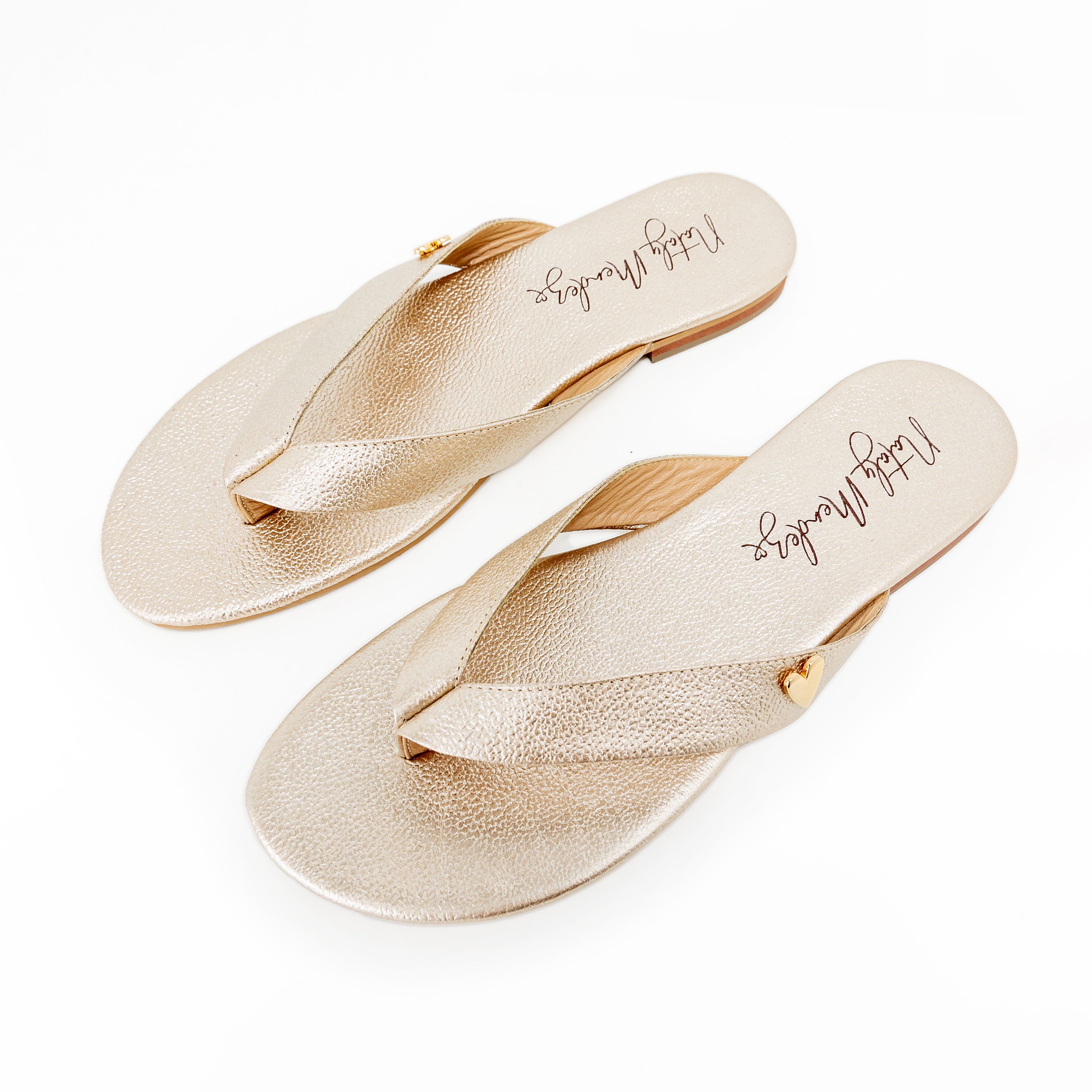 Antonella Flats Sandals - Gold by Nataly Mendez, Upper material made of genuine leather Genuine leather lining Flexible rubber sole Heel height .5 cm Handmade