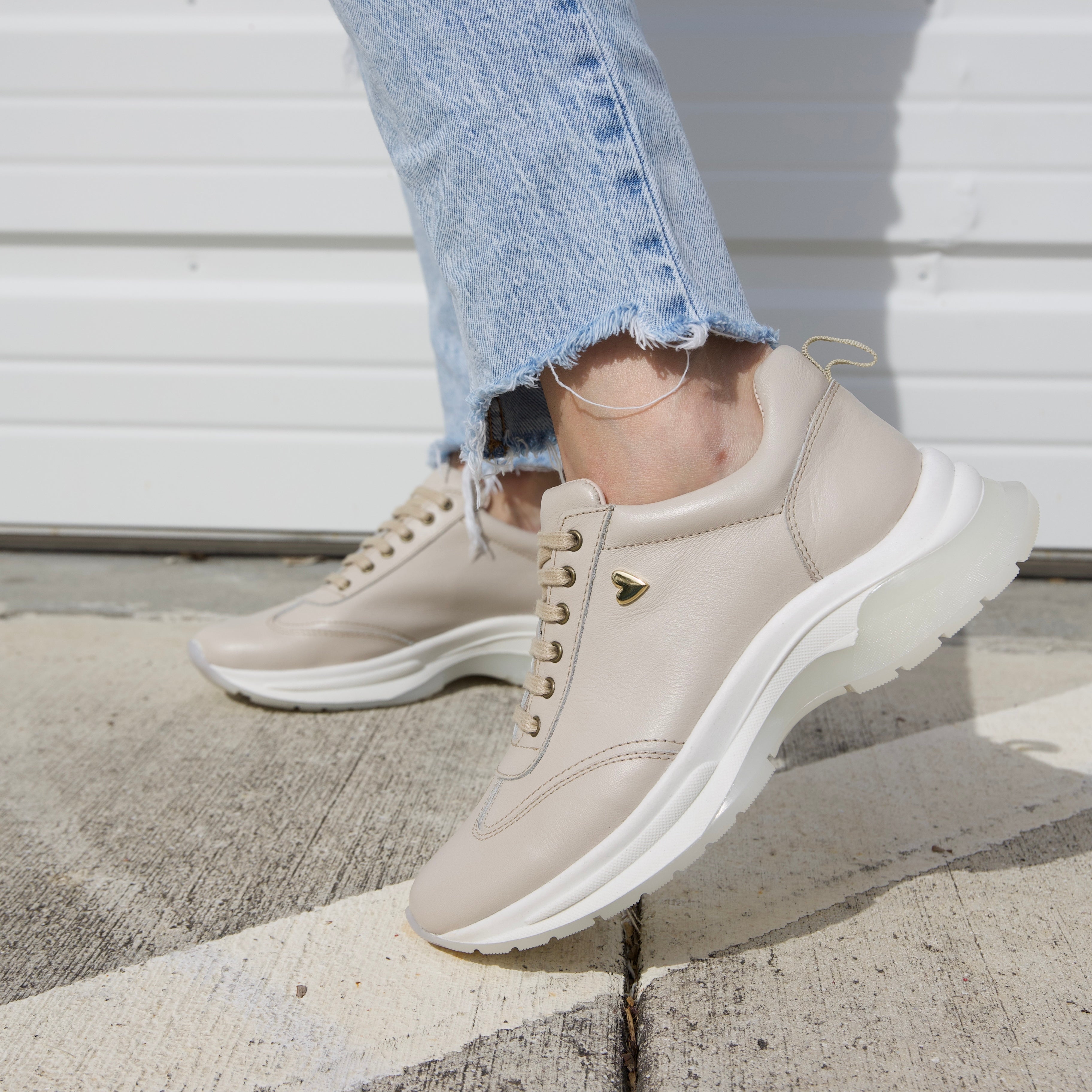 Ayra Sneakers - Beige by Nataly Mendez, Genuine leather upper material Genuine leather insole lining Rubber platform lining Flexible rubber outsole Handcrafted 1.5 inch heel height 1 inch platform