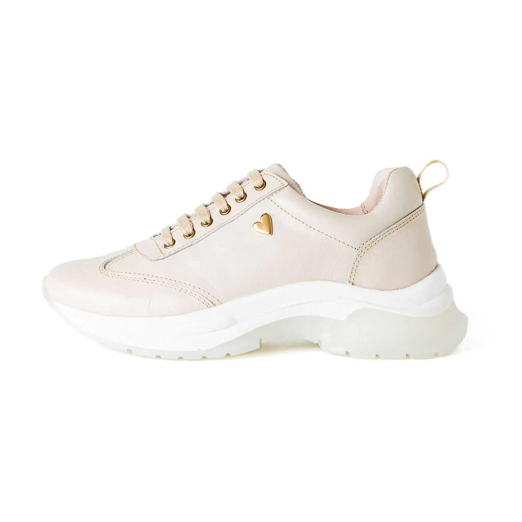 Ayra Sneakers - Beige by Nataly Mendez, Genuine leather upper material Genuine leather insole lining Rubber platform lining Flexible rubber outsole Handcrafted 1.5 inch heel height 1 inch platform