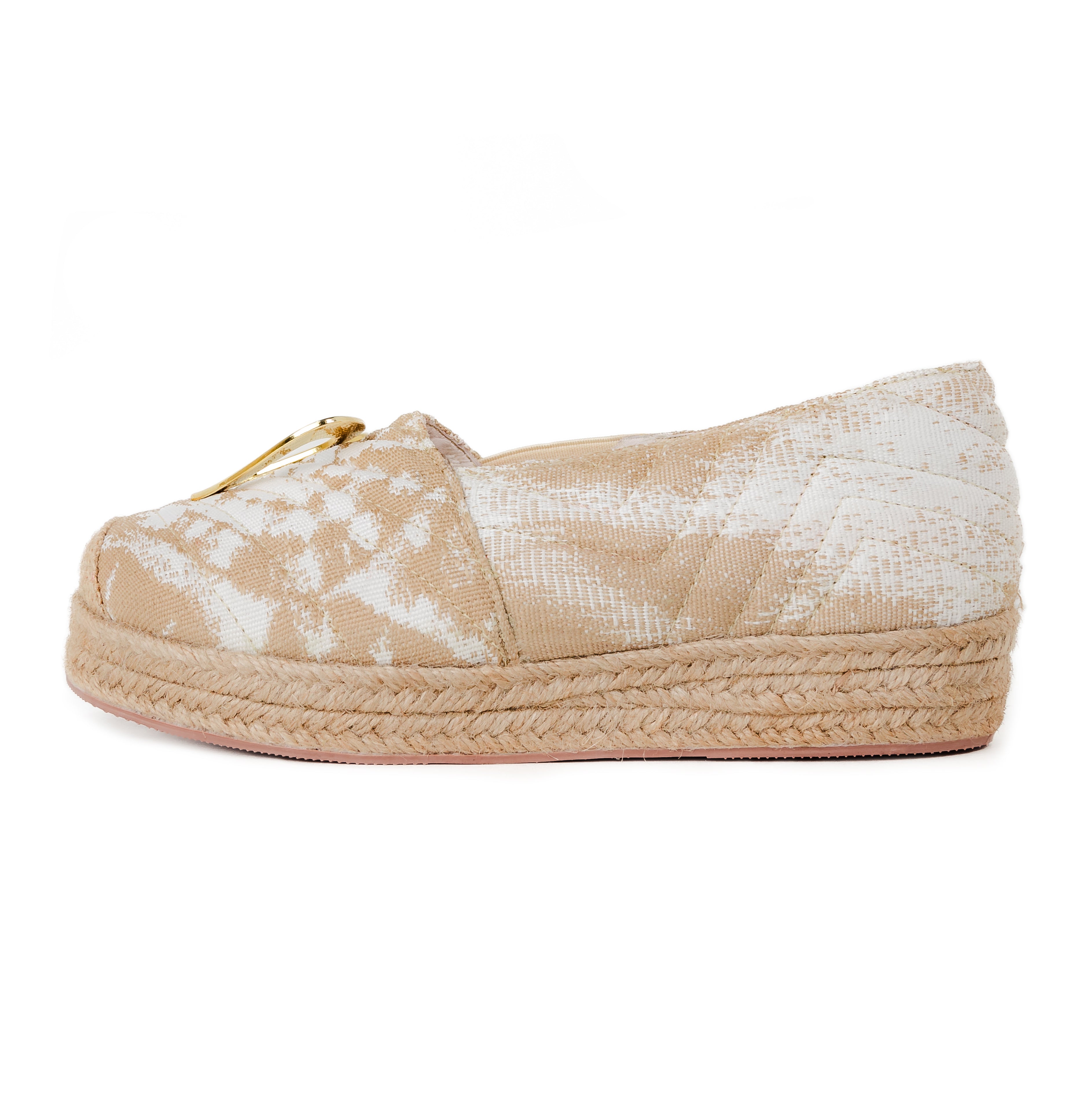 Brezzey Espadrilles - Beige by Nataly Mendez, Fabric upper material, Insole lining made of leather, Italian sole, Heel height 1.2 inches, Platform height 0.9 inch, Handmade