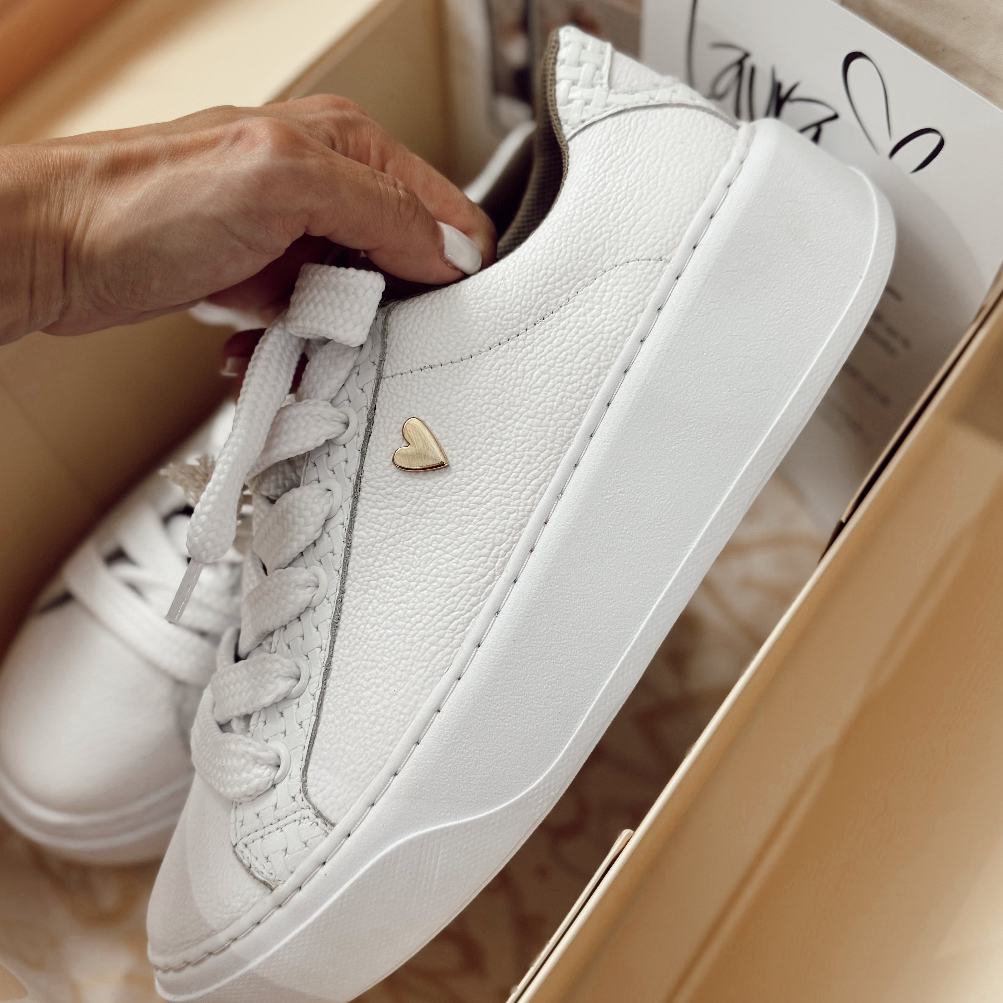 Briana White Sneakers by Nataly Mendez Genuine leather upper material Genuine leather insole lining Rubber platform lining American sizes Flexible rubber outsole Hand made 1.5 inch heel height 1 inch platform