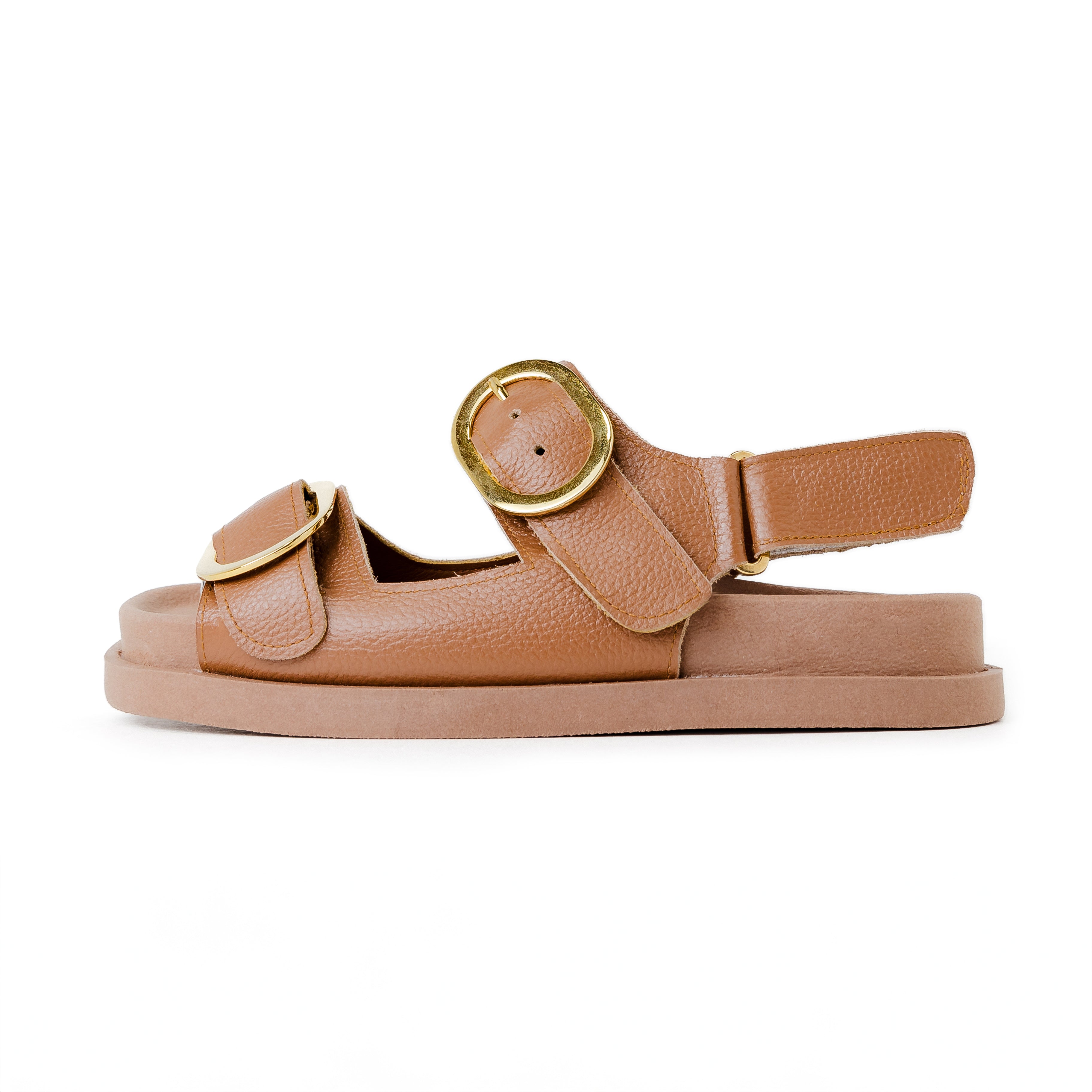 Carla Sandals - Miel by Nataly Mendez, Upper material made of, genuine leather, Genuine leather lining, Flexible rubber sole, Velcro strap closure, 1 inch sole thickness, Round open toe, Molded foot bed