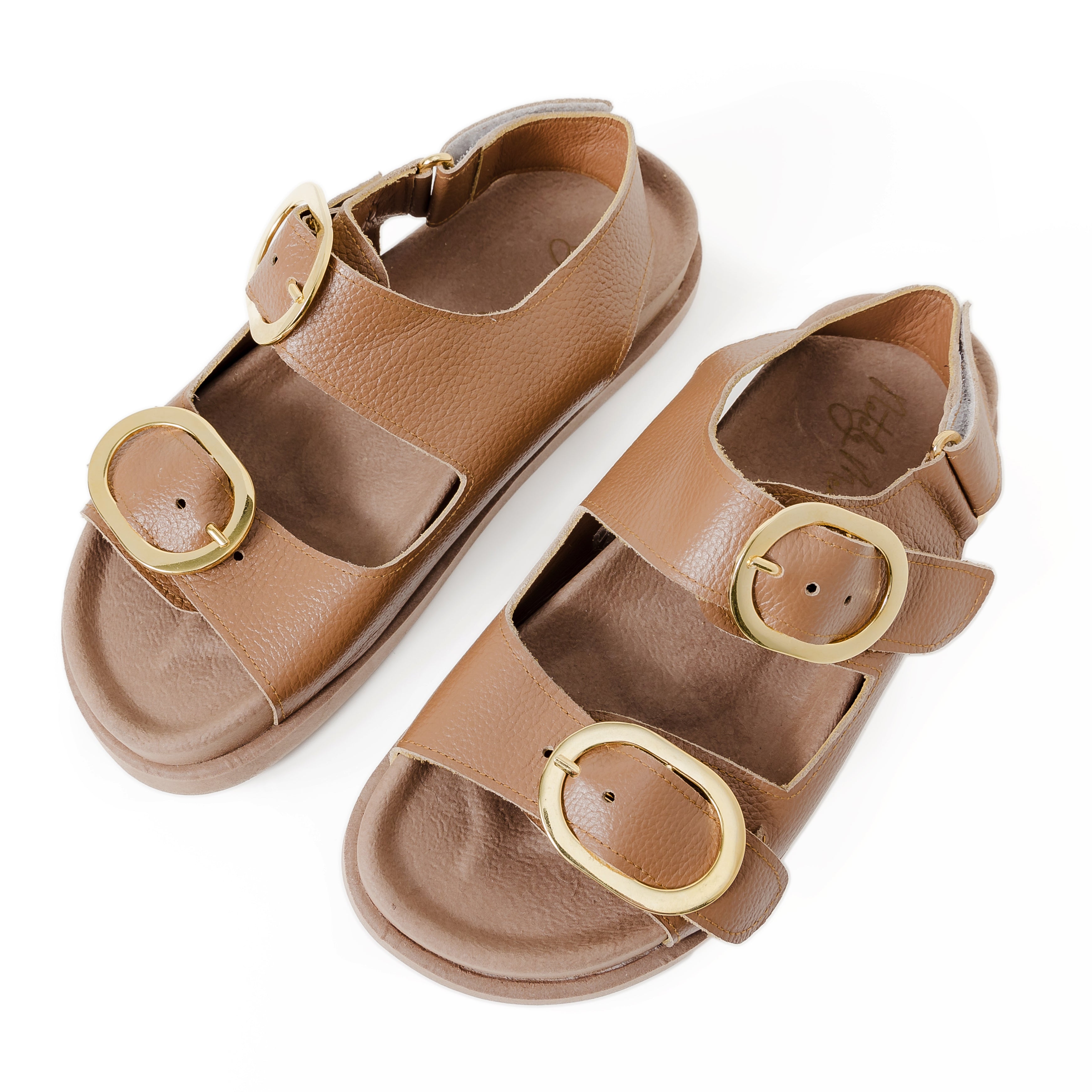 Carla Sandals - Miel by Nataly Mendez, Upper material made of, genuine leather, Genuine leather lining, Flexible rubber sole, Velcro strap closure, 1 inch sole thickness, Round open toe, Molded foot bed