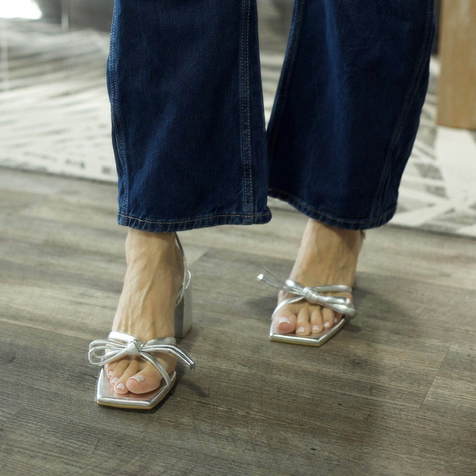 Chelsey Heel Sandals - Silver by Nataly Mendez, Genuine leather, upper material, Adjustable, Insole made of leather, Hand made, 3 inch heel height, 0.4 inch platform