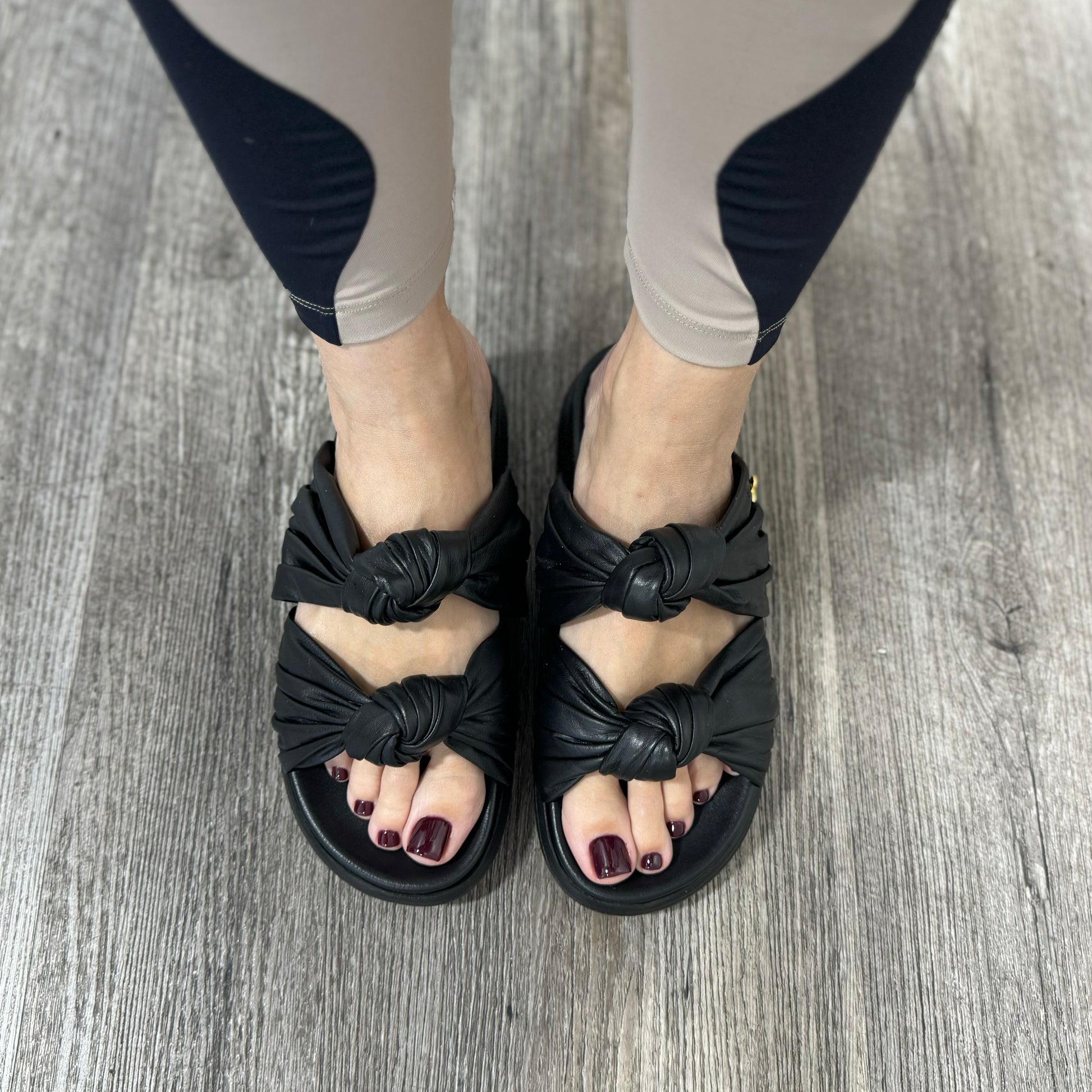 Clarissa Sandals - Black By Nataly Mendez Upper material made of genuine leather Genuine leather lining Flexible rubber sole 1 inch sole thickness Round open toe Lightly padded foot bed