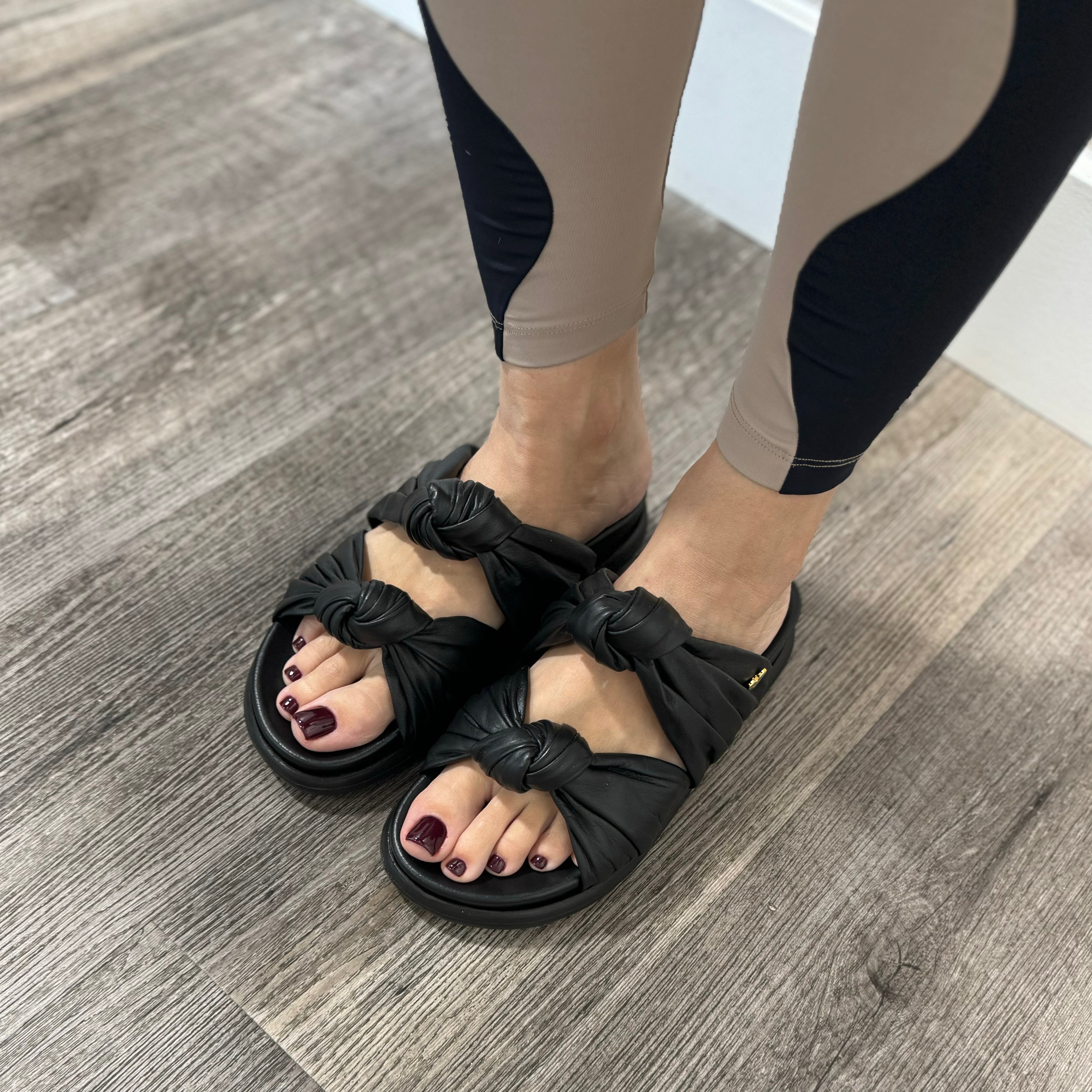 Clarissa Sandals - Black By Nataly Mendez Upper material made of genuine leather Genuine leather lining Flexible rubber sole 1 inch sole thickness Round open toe Lightly padded foot bed