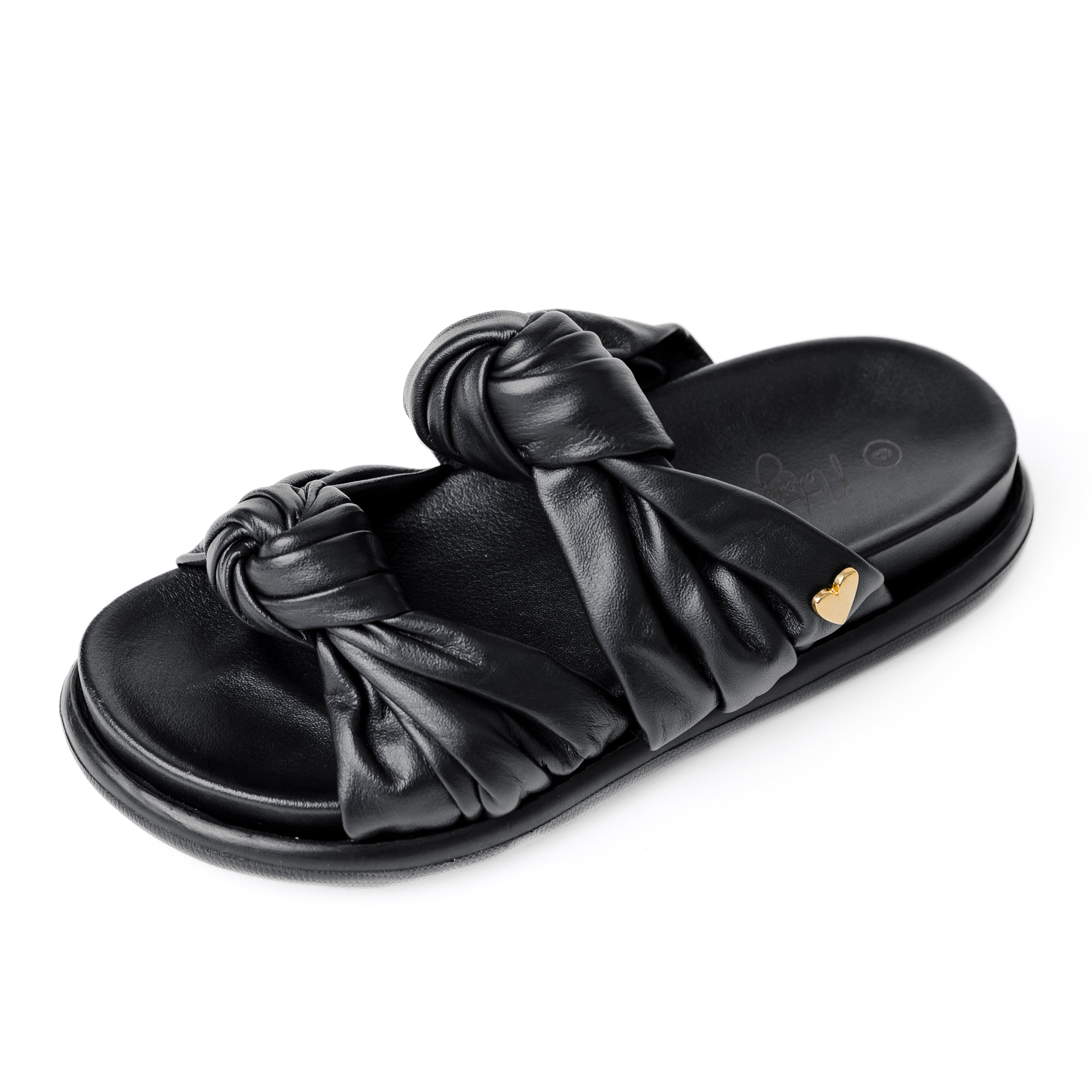 Clarissa Sandals - Black By Nataly Mendez Upper material made of genuine leather Genuine leather lining Flexible rubber sole 1 inch sole thickness Round open toe Lightly padded foot bed