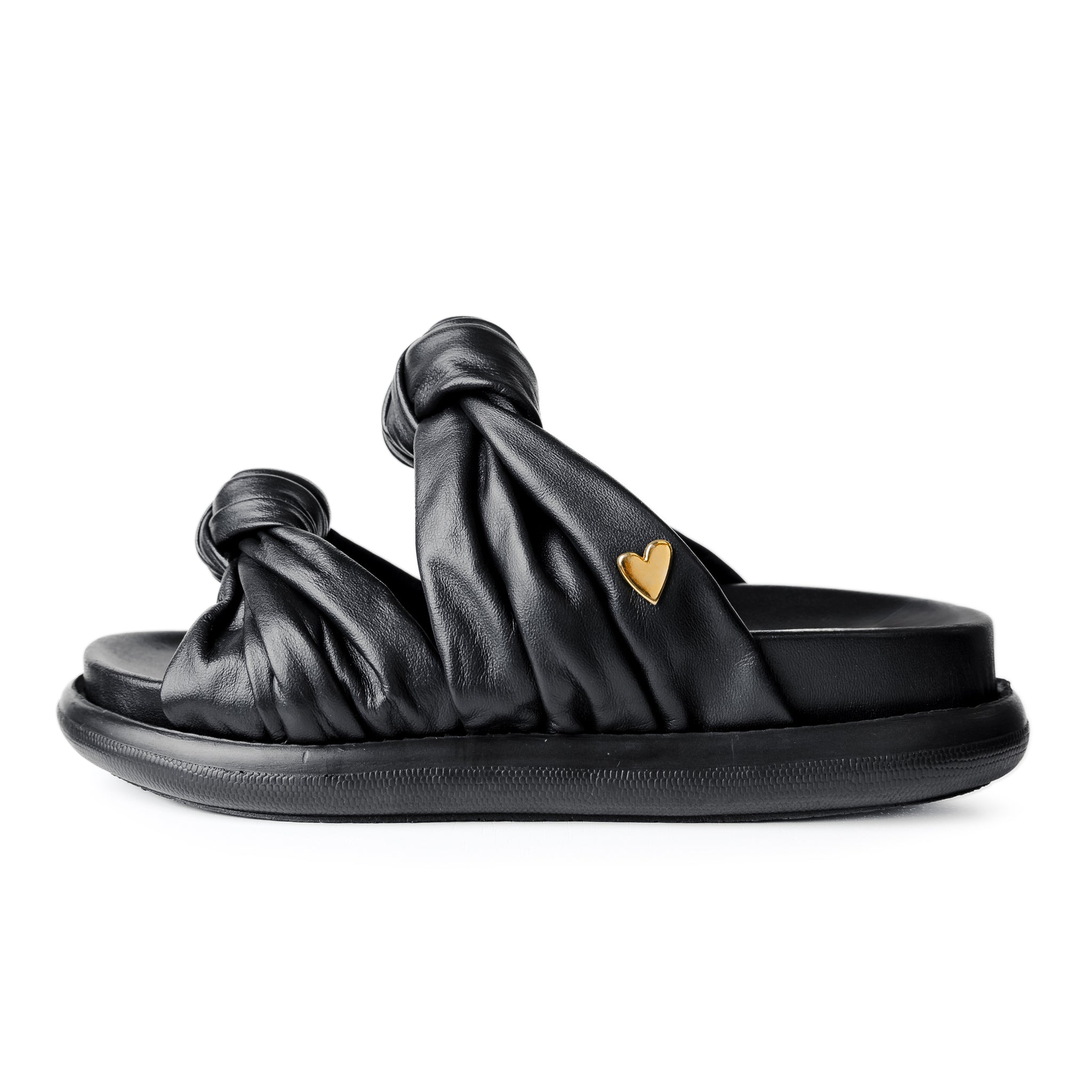 Clarissa Sandals - Black By Nataly Mendez Upper material made of genuine leather Genuine leather lining Flexible rubber sole 1 inch sole thickness Round open toe Lightly padded foot bed