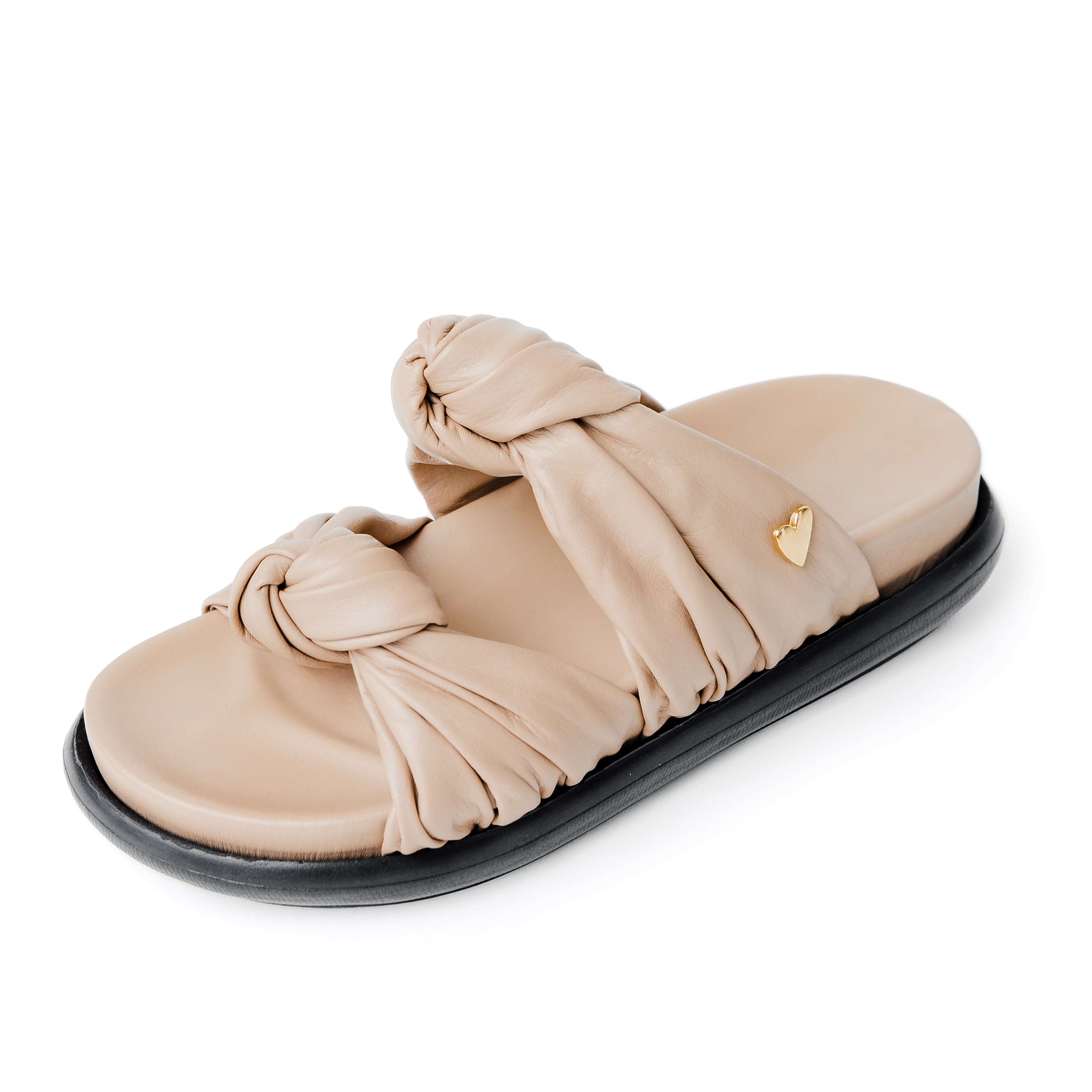 Clarissa Sandals - Nude by Nataly Mendez, Upper material made of genuine leather Genuine leather lining Flexible rubber sole 1 inch sole thickness Round open toe Lightly padded foot bed