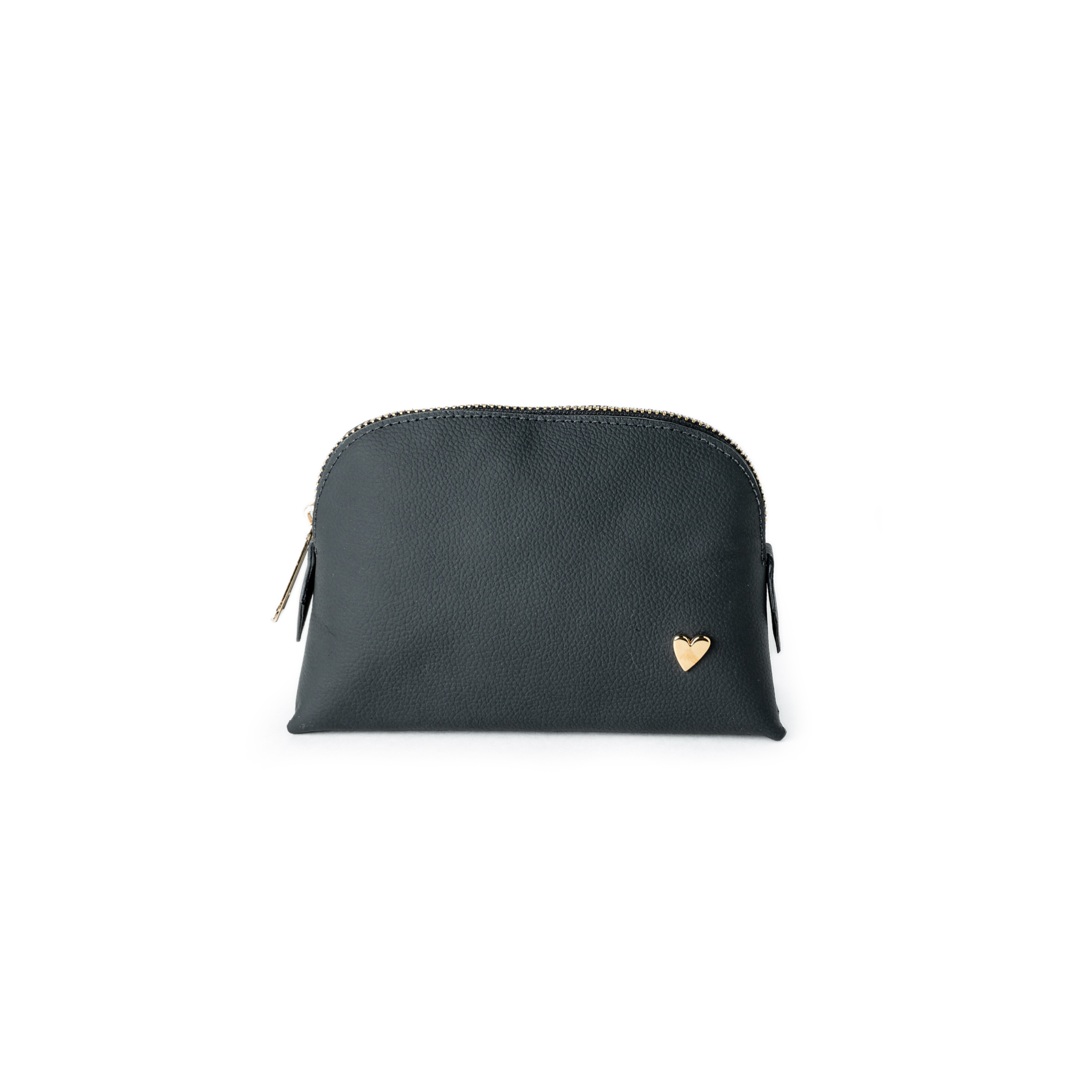 Cosmetic Bag -  Black [ Small ] by Nataly Mendez, El portacosméticos no incluye los productos de la imagen. Genuine Leather Signature Heart Interior pocket Designed to stand in their own 4.5" H, 6.5" W, 2" 