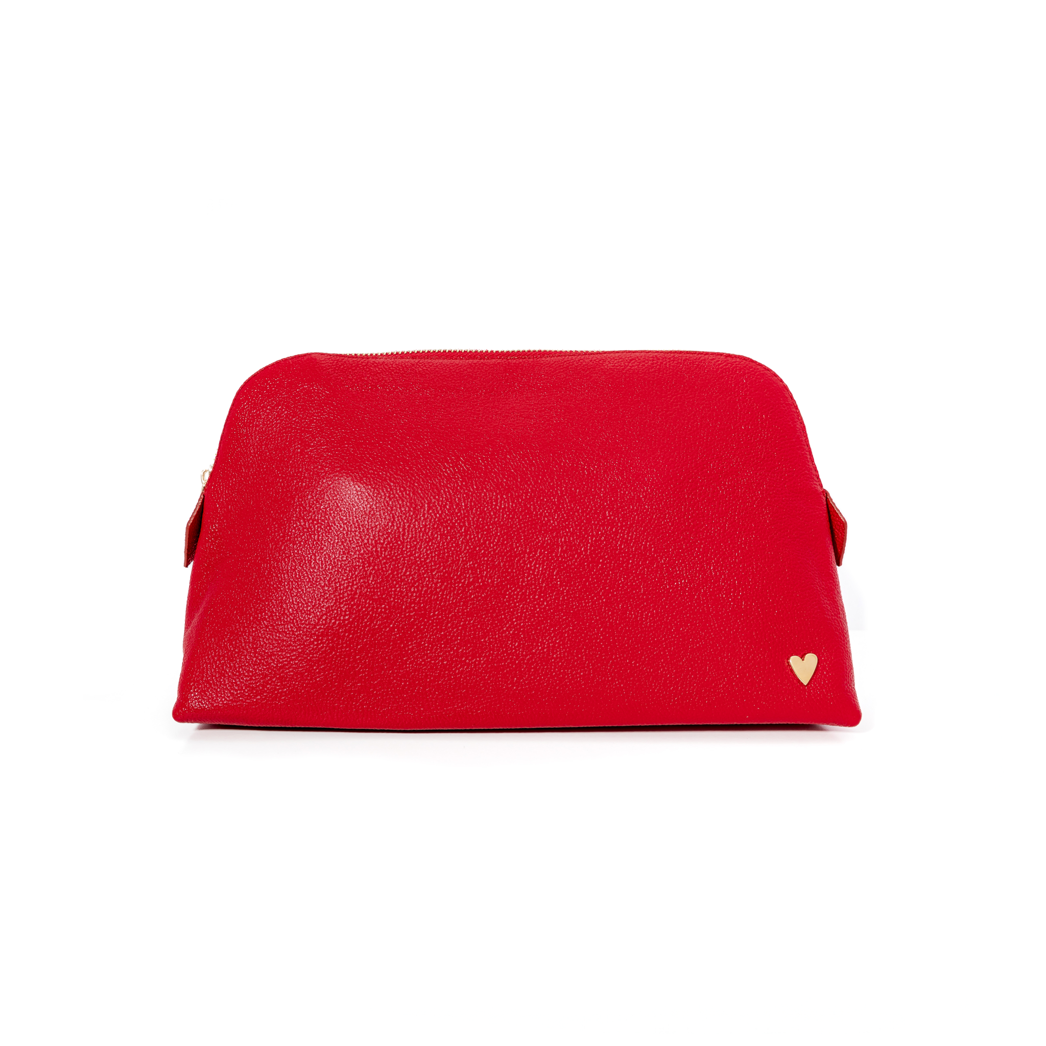 Cosmetic Bag - Red [ Big ] by Nataly Mendez, Genuine Leather Signature Heart Interior pocket Designed to stand in their own 7" H, 11.5" W, 3.5" D