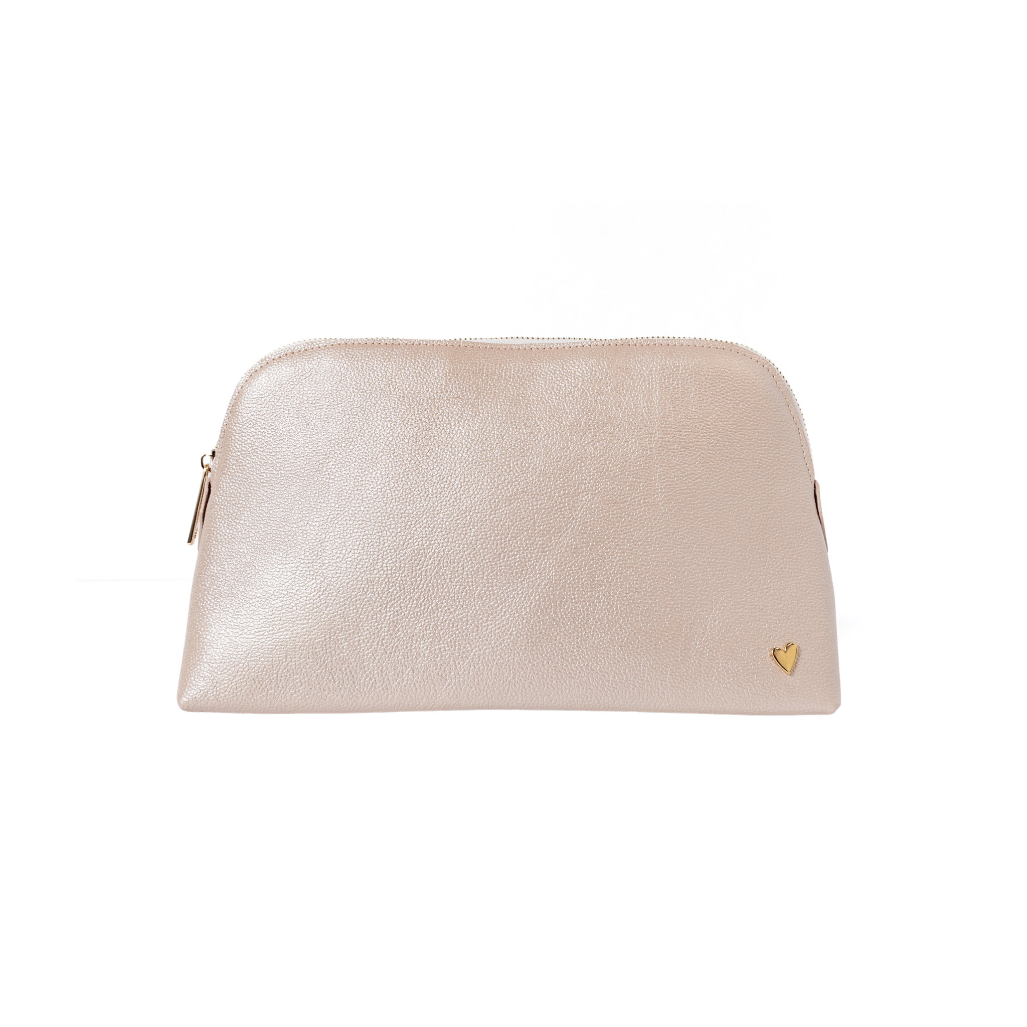 Cosmetic Bag - Rose Gold [ Big ] By Nataly Mendez, Genuine Leather Signature Heart Interior pocket Designed to stand in their own 7" H, 11.5" W, 3.5" D