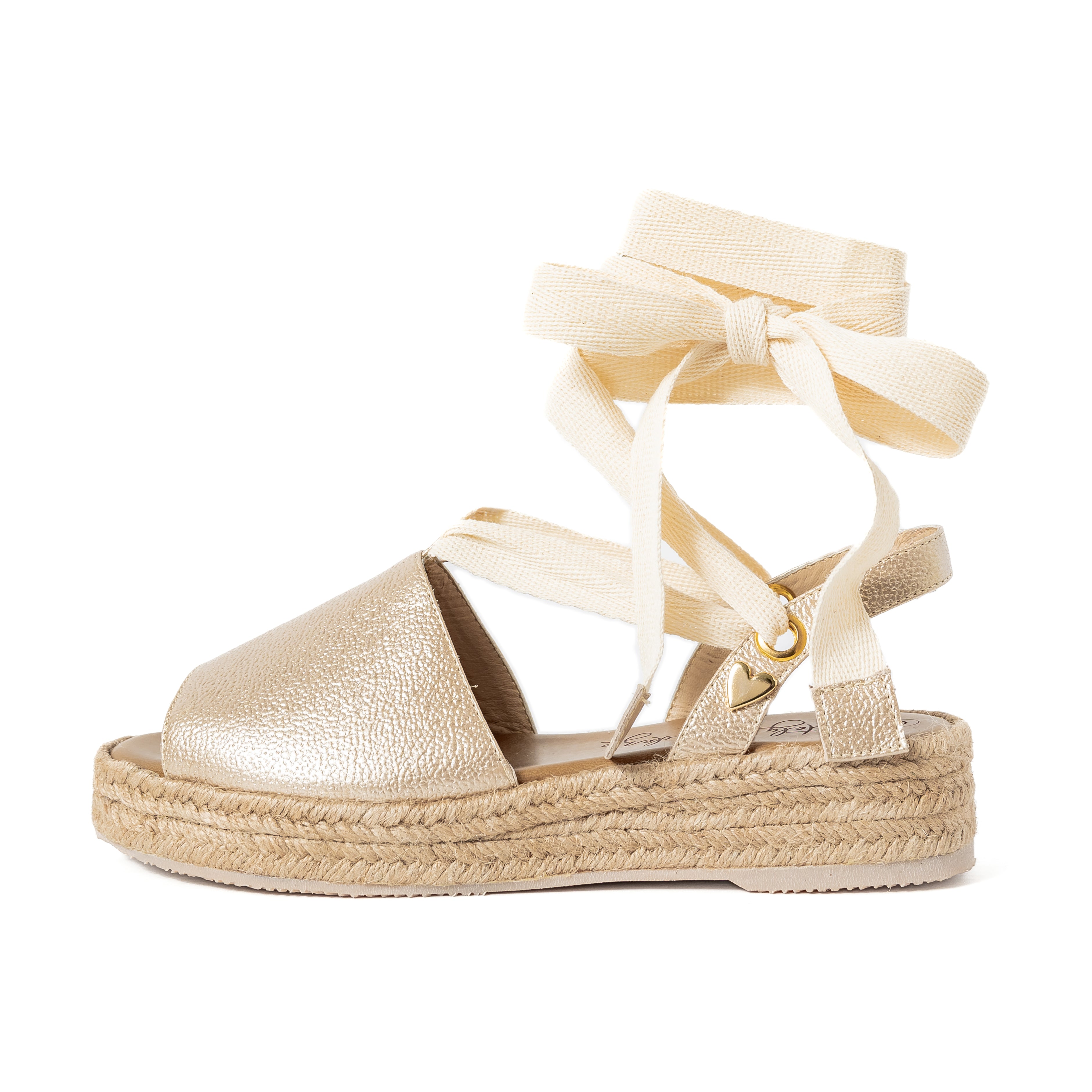 Debby Espadrilles - Gold by Nataly Mendez, Genuine leather&nbsp; Insole lining made of leather Italian&nbsp;sole Lace up ankle strap Heel height&nbsp;1.4 inches Platform height 1 inch Handmade