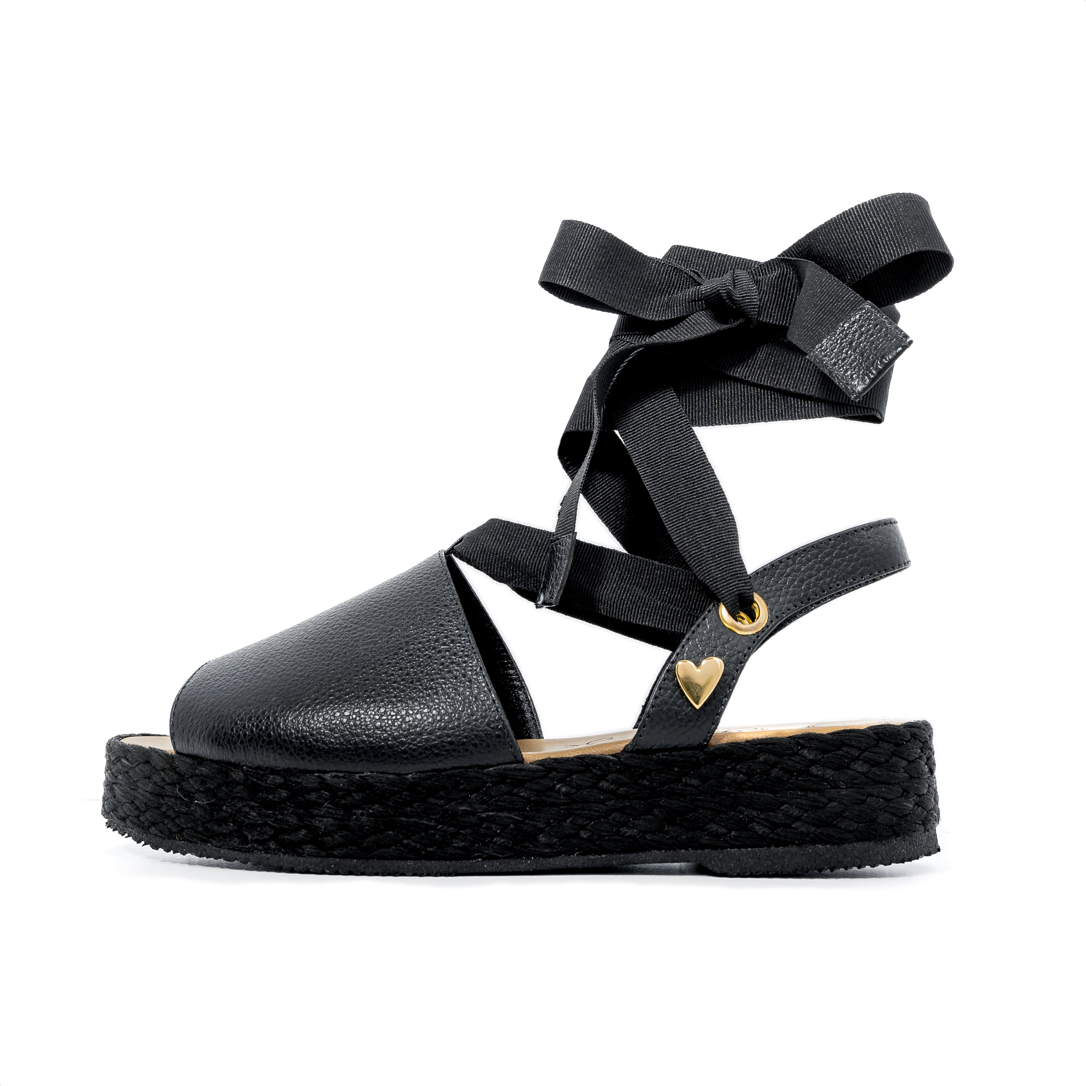 Debby Espadrilles - Negro by Nataly Mendez, Genuine leather&nbsp; Insole lining made of leather Italian&nbsp;sole Lace up ankle strap Heel height&nbsp;1.4 inches Platform height 1 inch Handmade