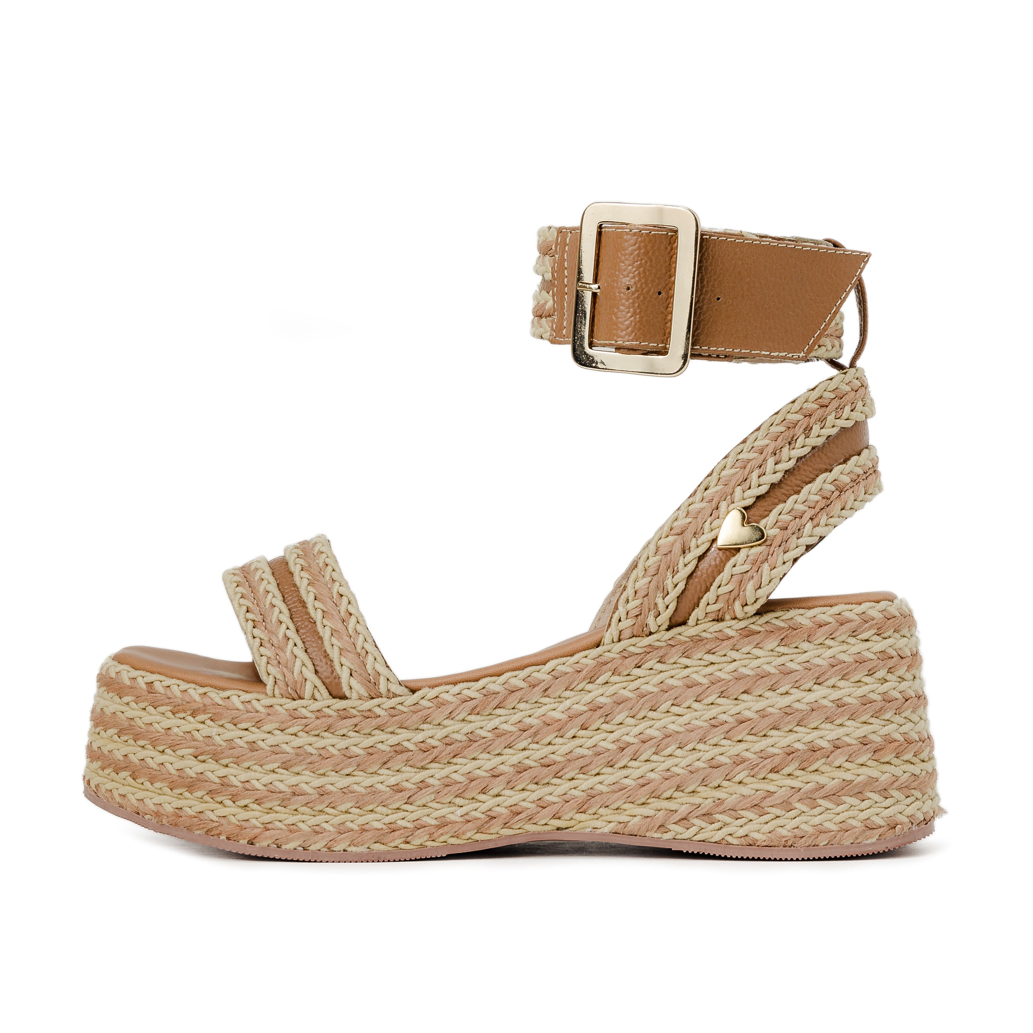 Isis Sandals by Nataly Mendez, Jute upper material, Leather insole lining, 2.75 inch heel height, 2.2 inch platform, Slip-on style.