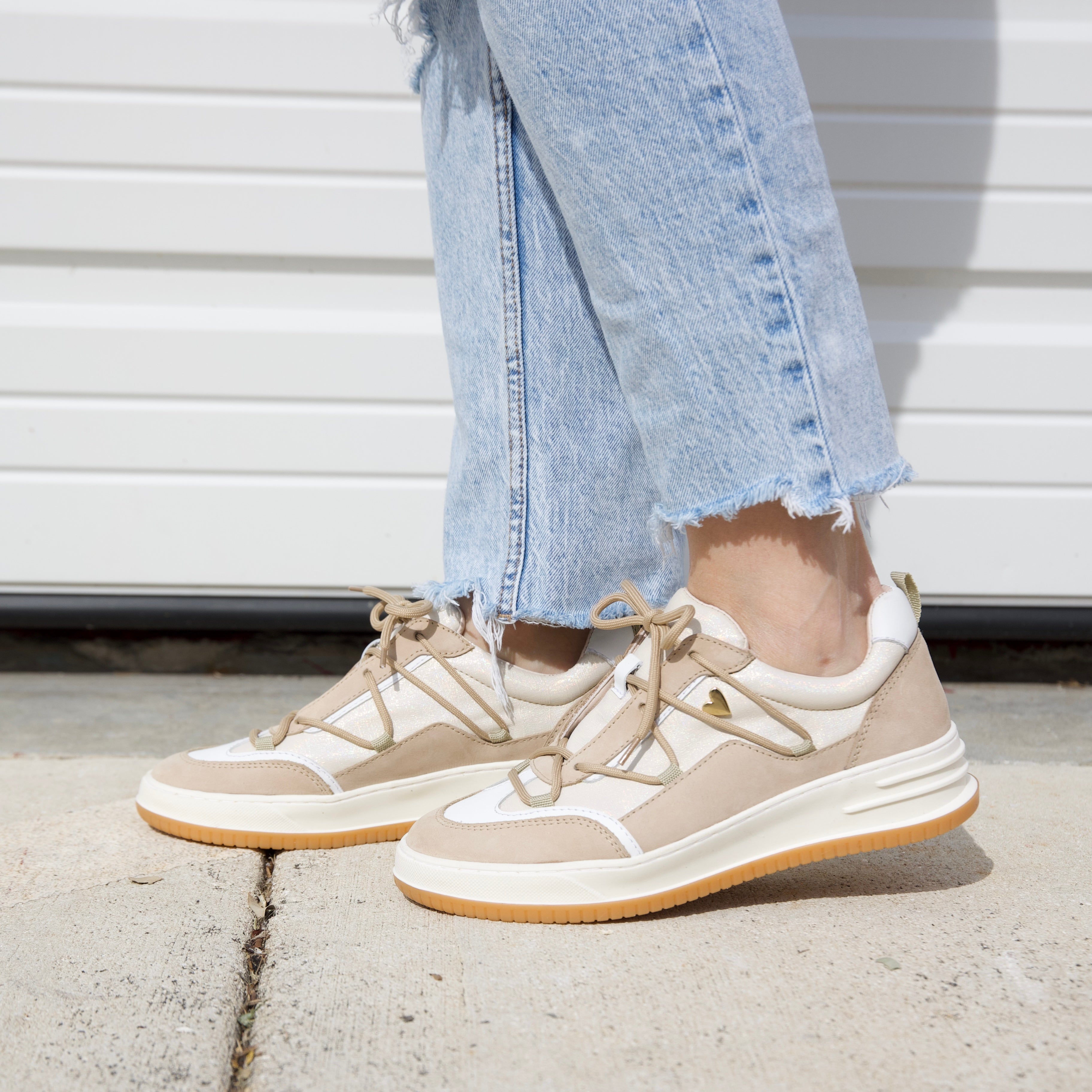 Joelle Sneakers - Beige by Nataly Mendez, Genuine leather upper material Genuine leather insole lining Rubber platform lining Flexible rubber outsole Handcrafted 1.5 inch heel height 1 inch platform