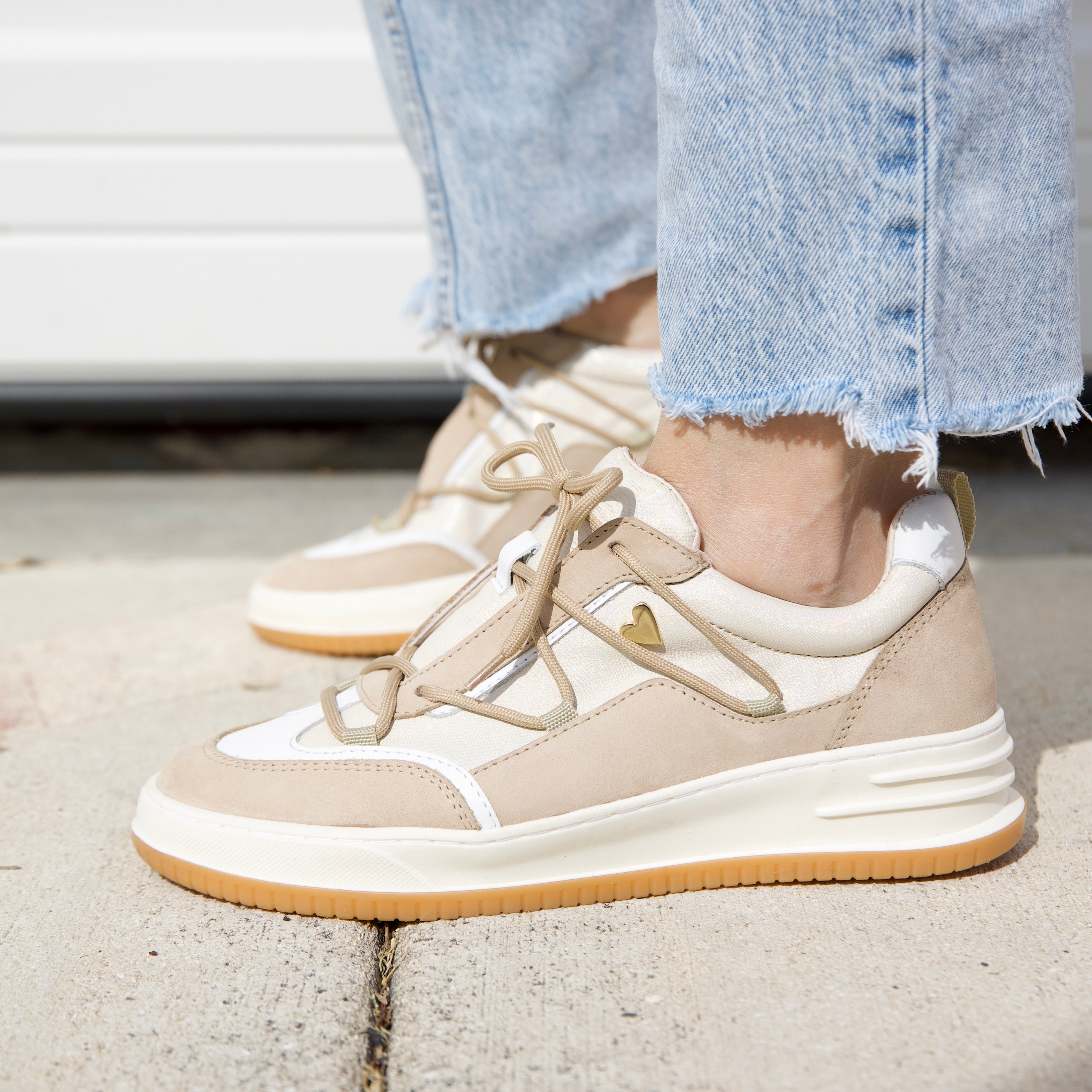 Joelle Sneakers - Beige by Nataly Mendez, Genuine leather upper material Genuine leather insole lining Rubber platform lining Flexible rubber outsole Handcrafted 1.5 inch heel height 1 inch platform