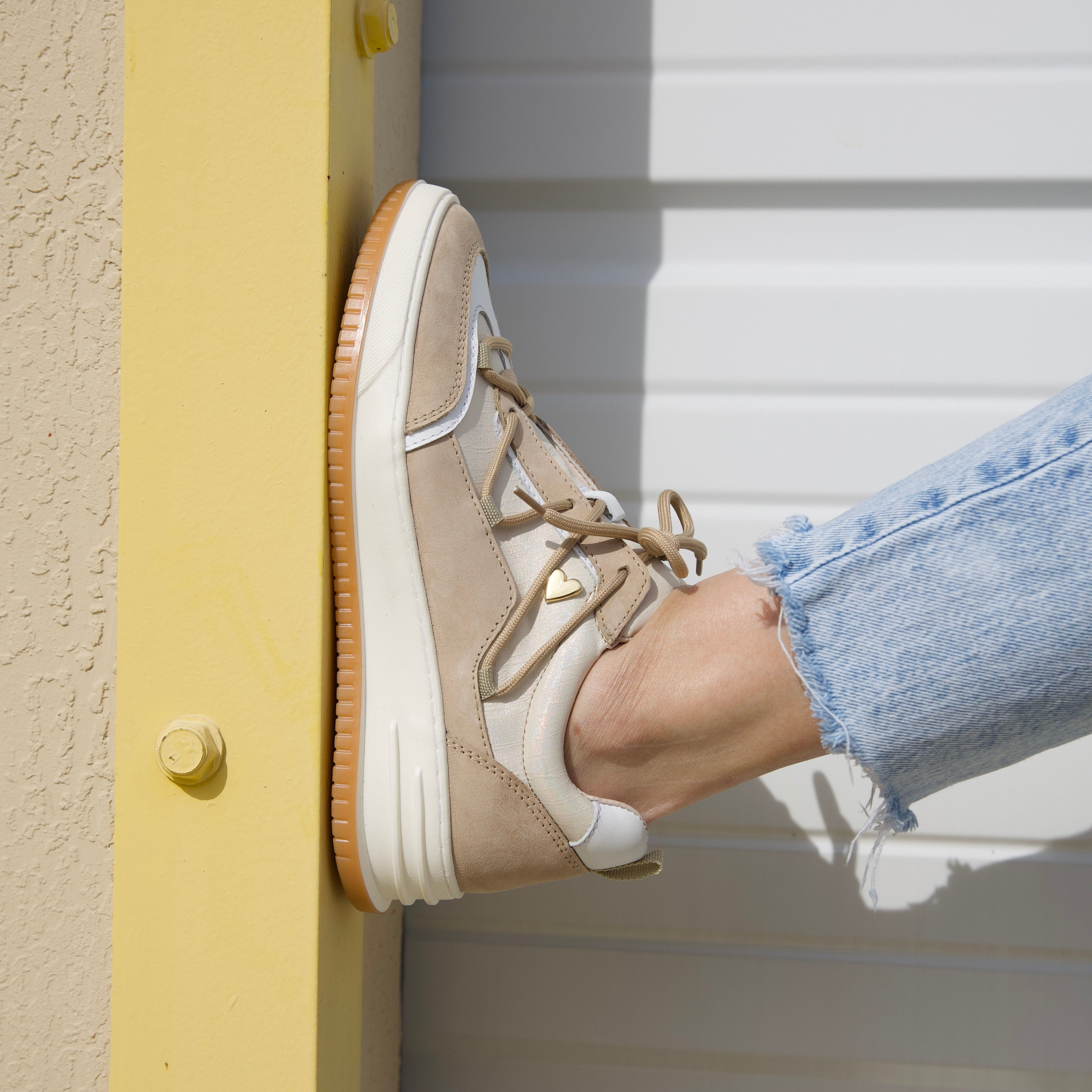 Joelle Sneakers - Beige by Nataly Mendez, Genuine leather upper material Genuine leather insole lining Rubber platform lining Flexible rubber outsole Handcrafted 1.5 inch heel height 1 inch platform