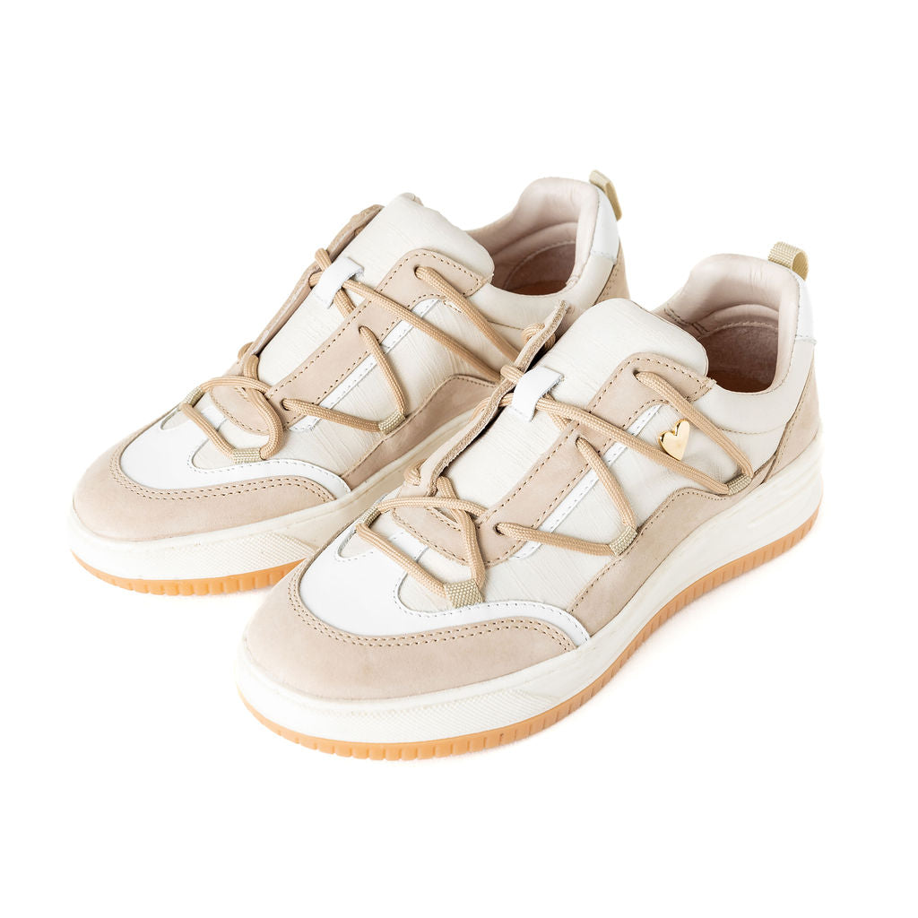 Joelle Sneakers - Beige by Nataly Mendez, Genuine leather upper material Genuine leather insole lining Rubber platform lining Flexible rubber outsole Handcrafted 1.5 inch heel height 1 inch platform