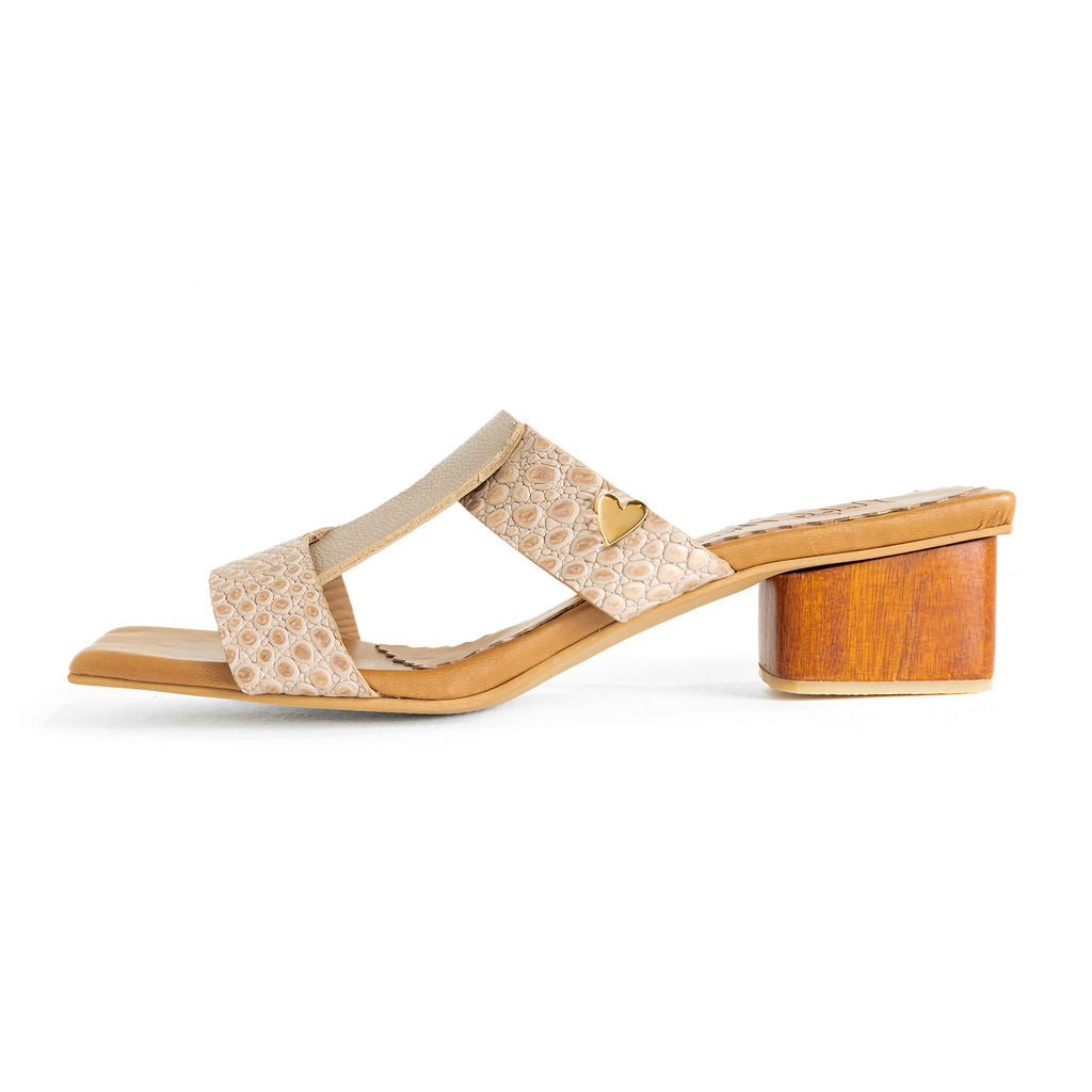 Loren Sandals - Nude by Natalay Mendez, Genuine leather; Insole lining made of leather Low block heel  Heel height 1.5 inches Slip on style Open toe Handmade