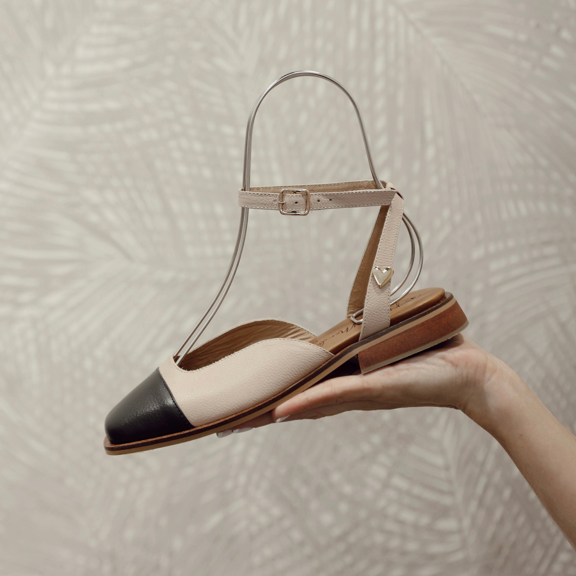 Madeline Flats - Nude & Black | Genuine Leather