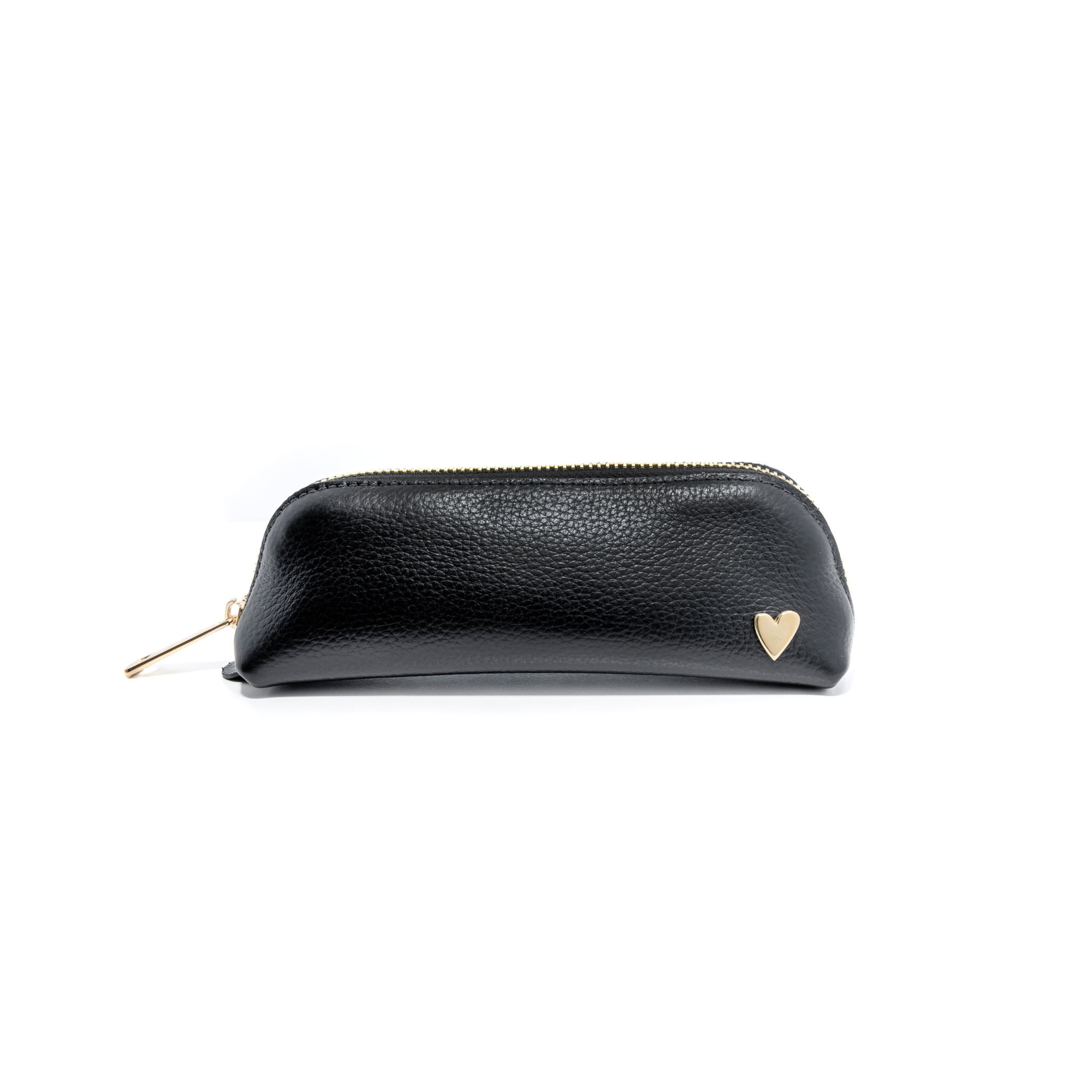 Pencil Case -  Black by Nataly Mendez, El portalapices no incluye los marcadores mostrados en la imagen. Genuine Leather Signature Heart Fits about 15 pencils or pens Designed to stand in their own 2" H, 6.5" W, 2" D