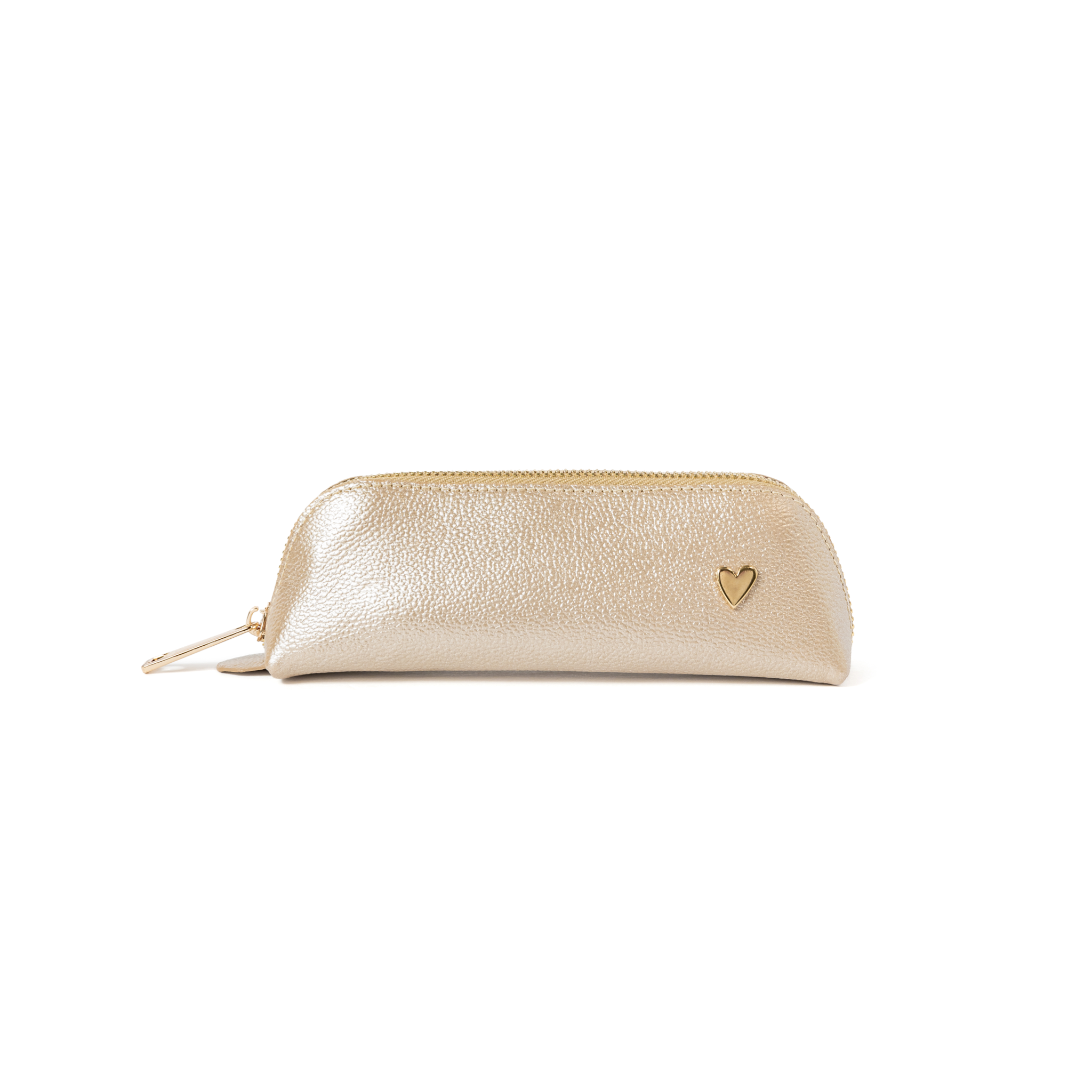Pencil Case - Gold by Nataly Mendez, El portalapices no incluye los marcadores mostrados en la imagen. Genuine Leather Signature Heart Fits about 15 pencils or pens Designed to stand in their own 2" H, 6.5" W, 2" D