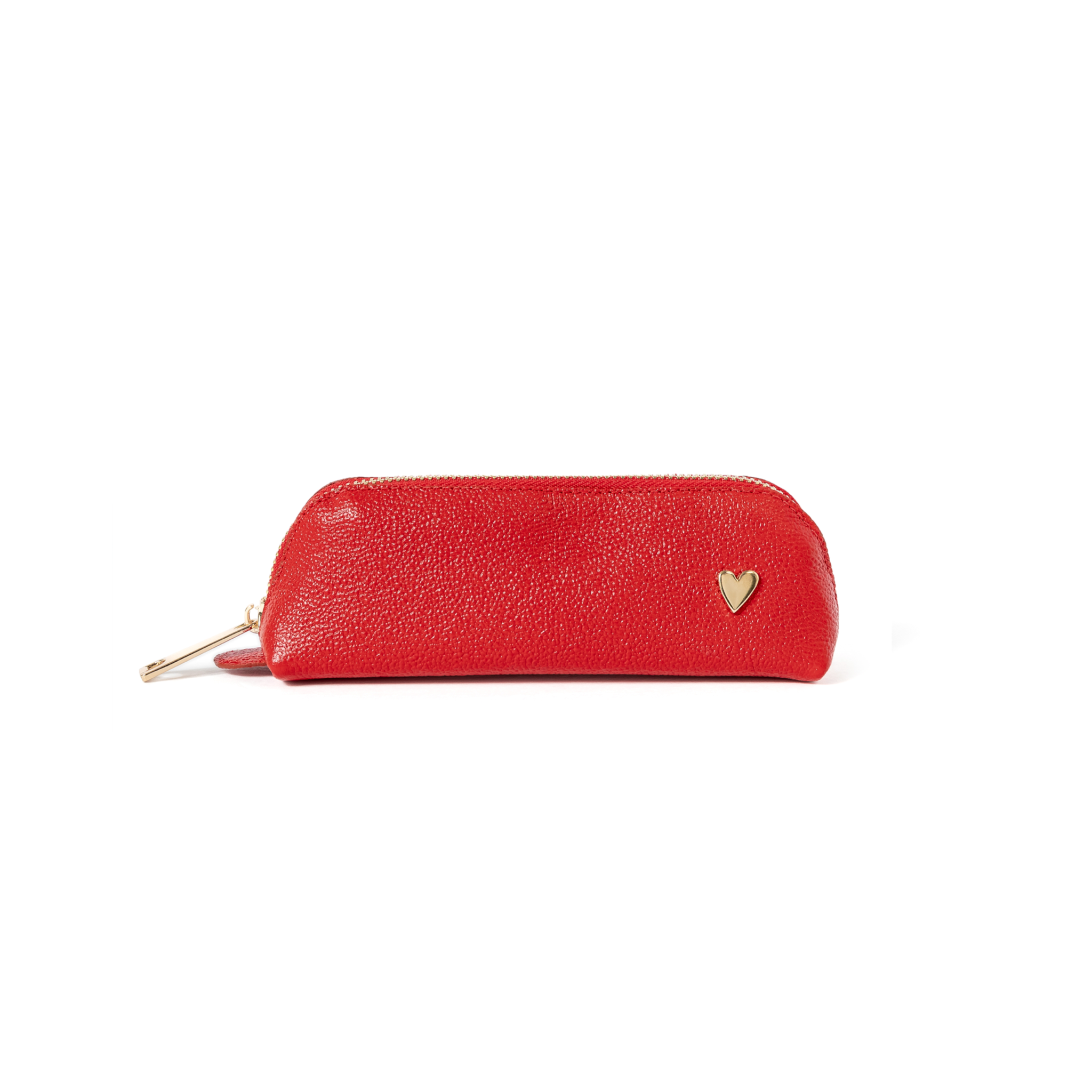 Pencil Case - Red by Nataly Mendez, El portalapices no incluye los marcadores mostrados en la imagen. Genuine Leather Signature Heart Fits about 15 pencils or pens Designed to stand in their own 2" H, 6.5" W, 2" D